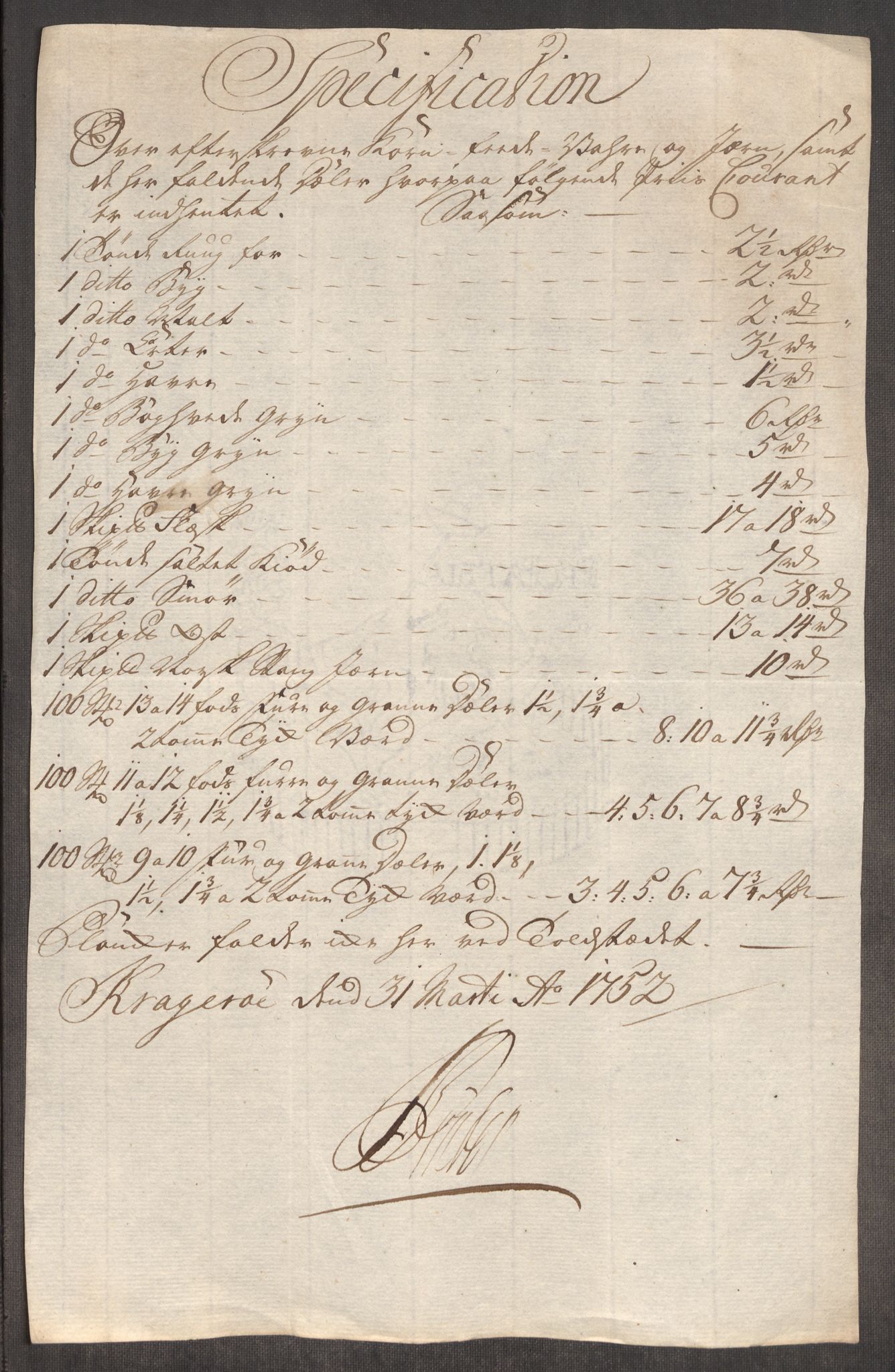 Rentekammeret inntil 1814, Realistisk ordnet avdeling, RA/EA-4070/Oe/L0004: [Ø1]: Priskuranter, 1749-1752, p. 939