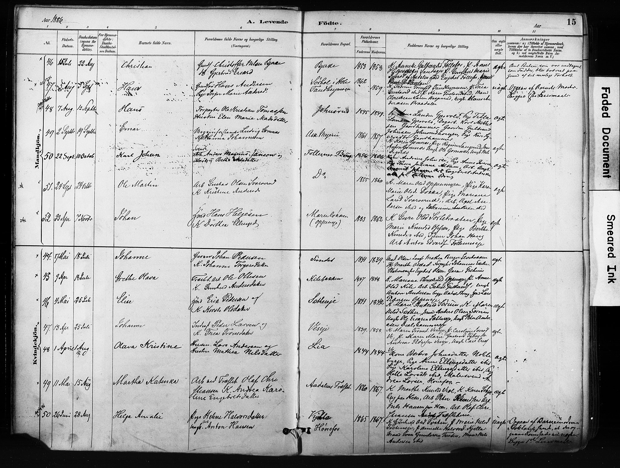 Norderhov kirkebøker, AV/SAKO-A-237/F/Fa/L0016: Parish register (official) no. 16, 1885-1902, p. 15