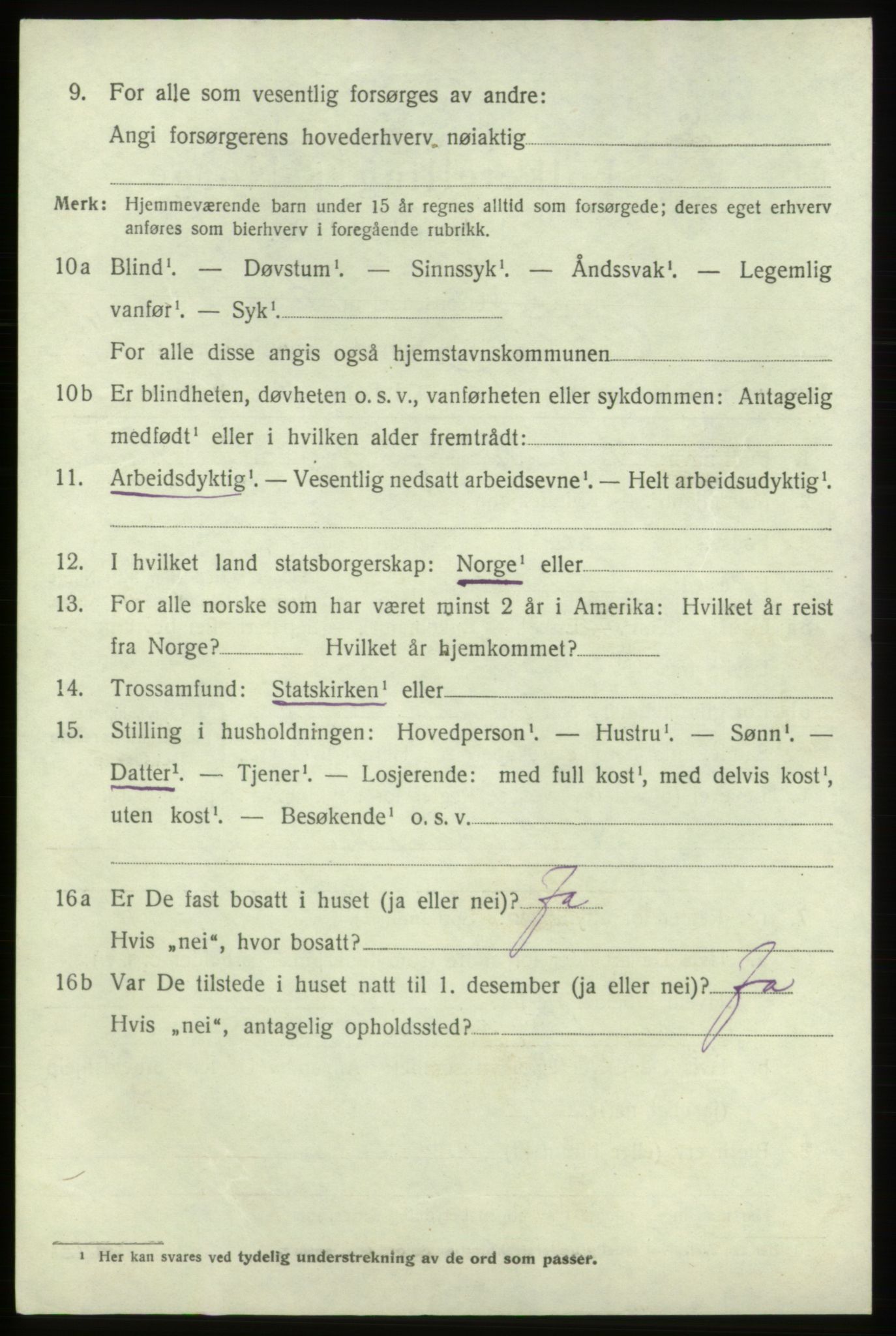 SAB, 1920 census for Fitjar, 1920, p. 4501