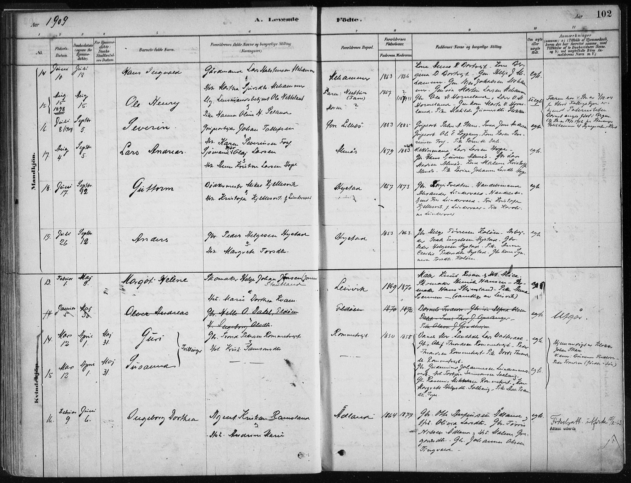 Stord sokneprestembete, AV/SAB-A-78201/H/Haa: Parish register (official) no. B 2, 1878-1913, p. 102