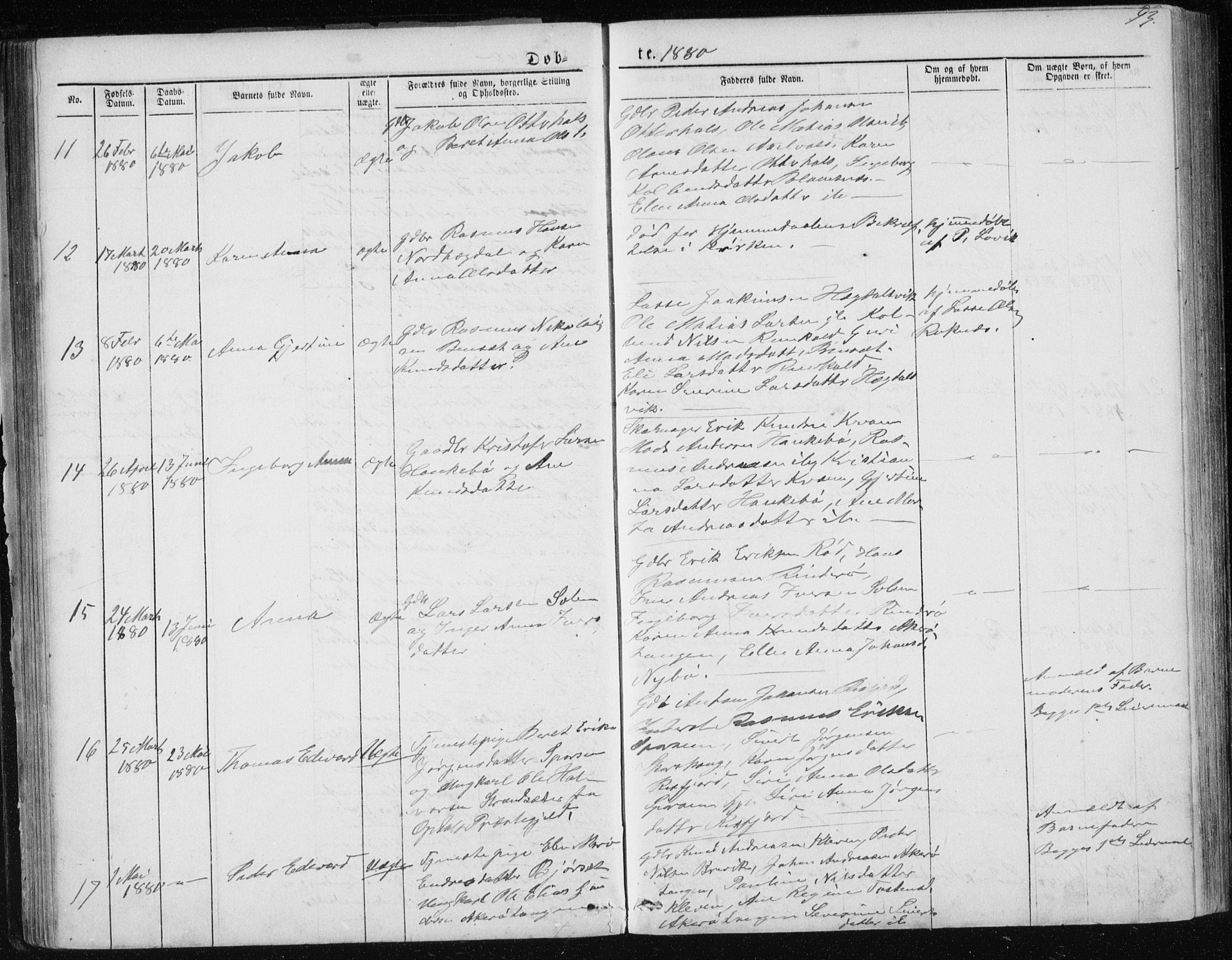 Ministerialprotokoller, klokkerbøker og fødselsregistre - Møre og Romsdal, AV/SAT-A-1454/560/L0724: Parish register (copy) no. 560C01, 1867-1892, p. 93