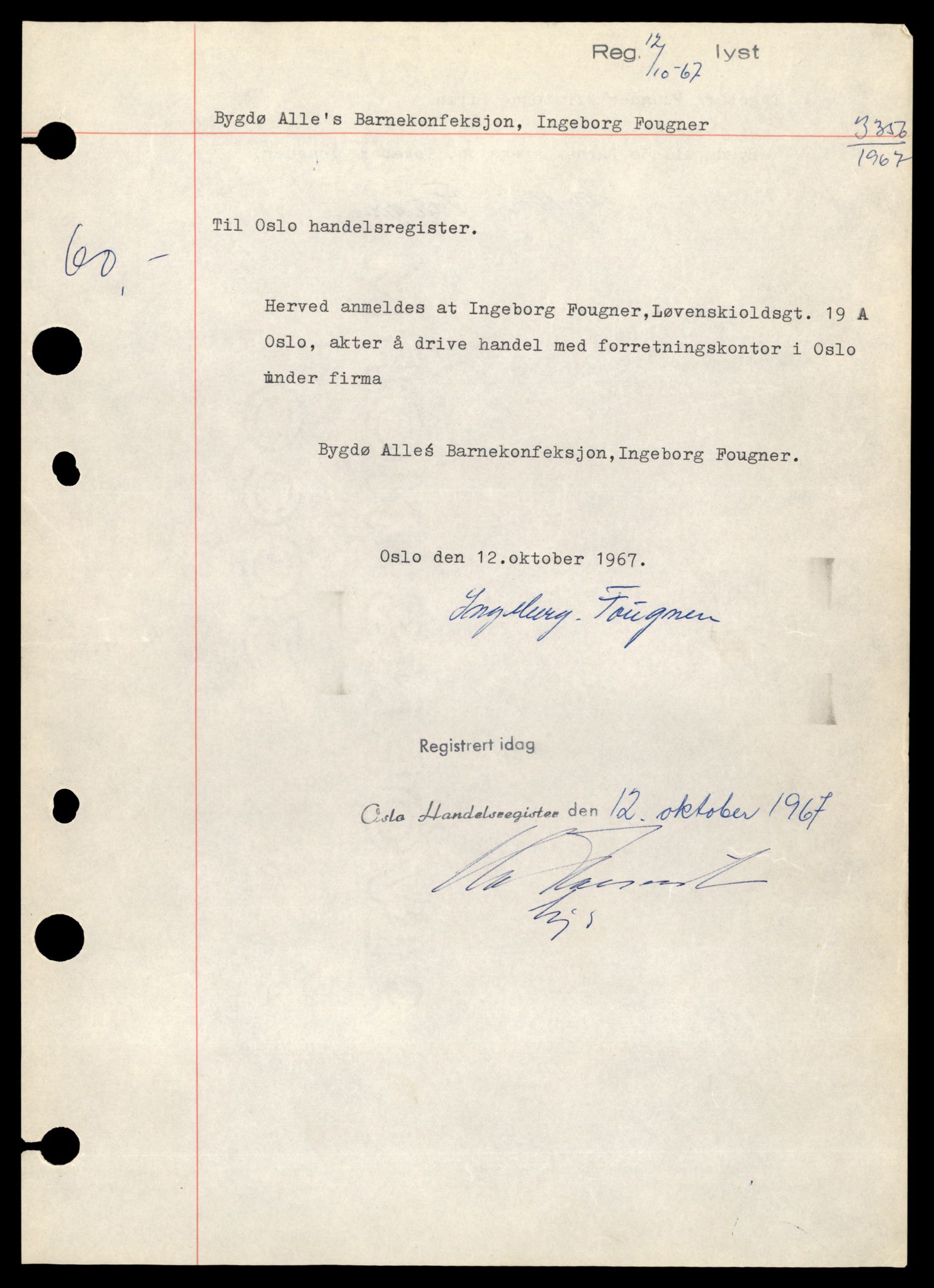 Oslo byfogd, Handelsregisteret, SAT/A-10867/G/Gb/Gbb/L0056: Registreringsmeldinger, By-E, 1983, p. 1