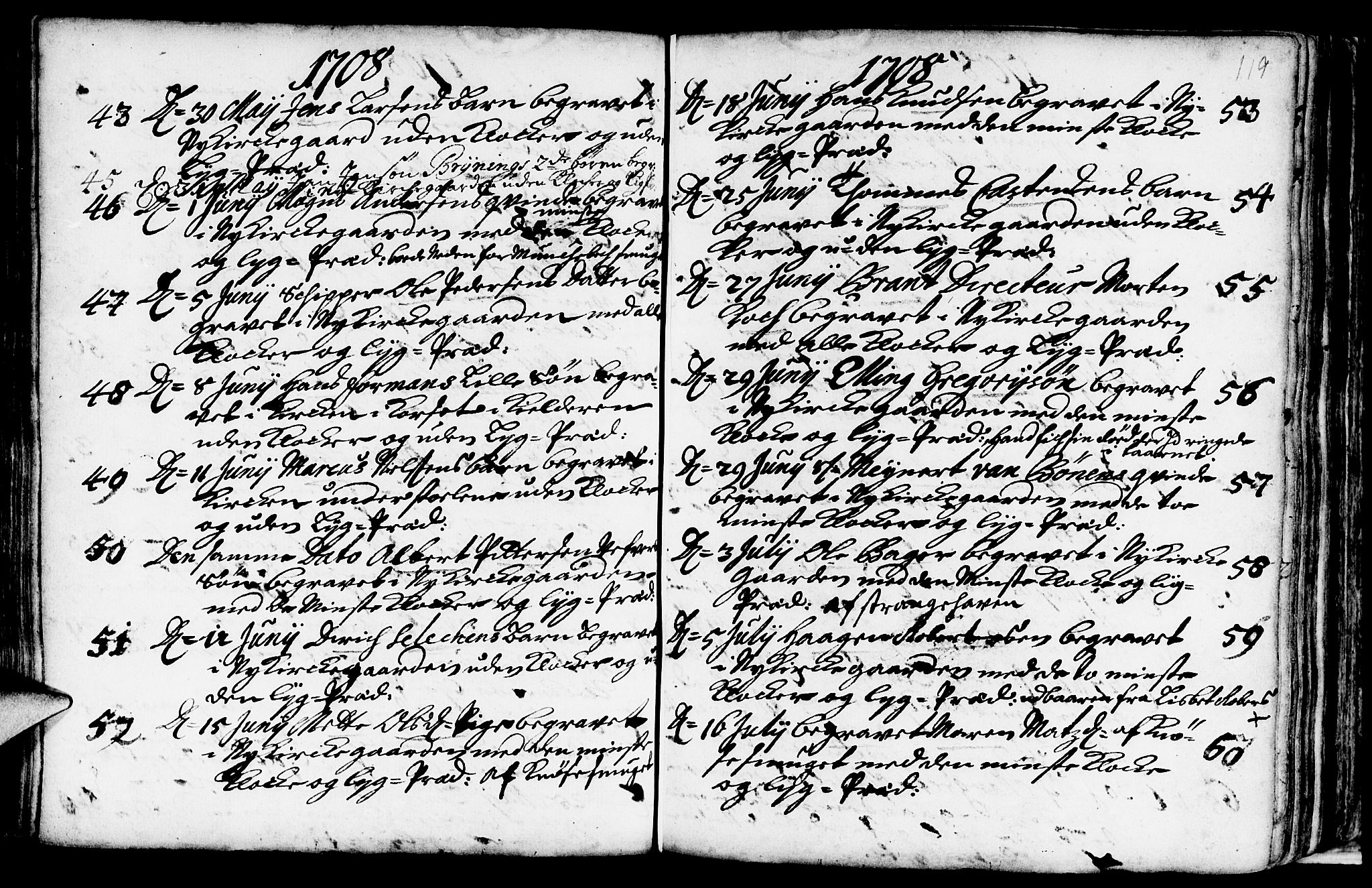 Nykirken Sokneprestembete, AV/SAB-A-77101/H/Haa/L0009: Parish register (official) no. A 9, 1689-1759, p. 119