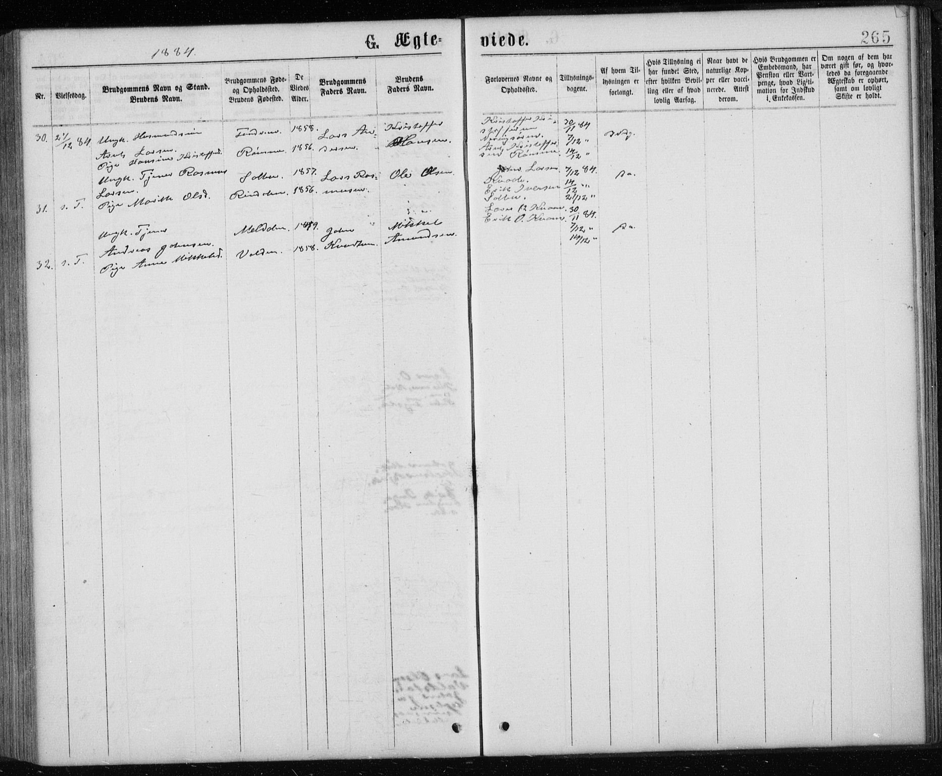 Ministerialprotokoller, klokkerbøker og fødselsregistre - Sør-Trøndelag, AV/SAT-A-1456/668/L0817: Parish register (copy) no. 668C06, 1873-1884, p. 265