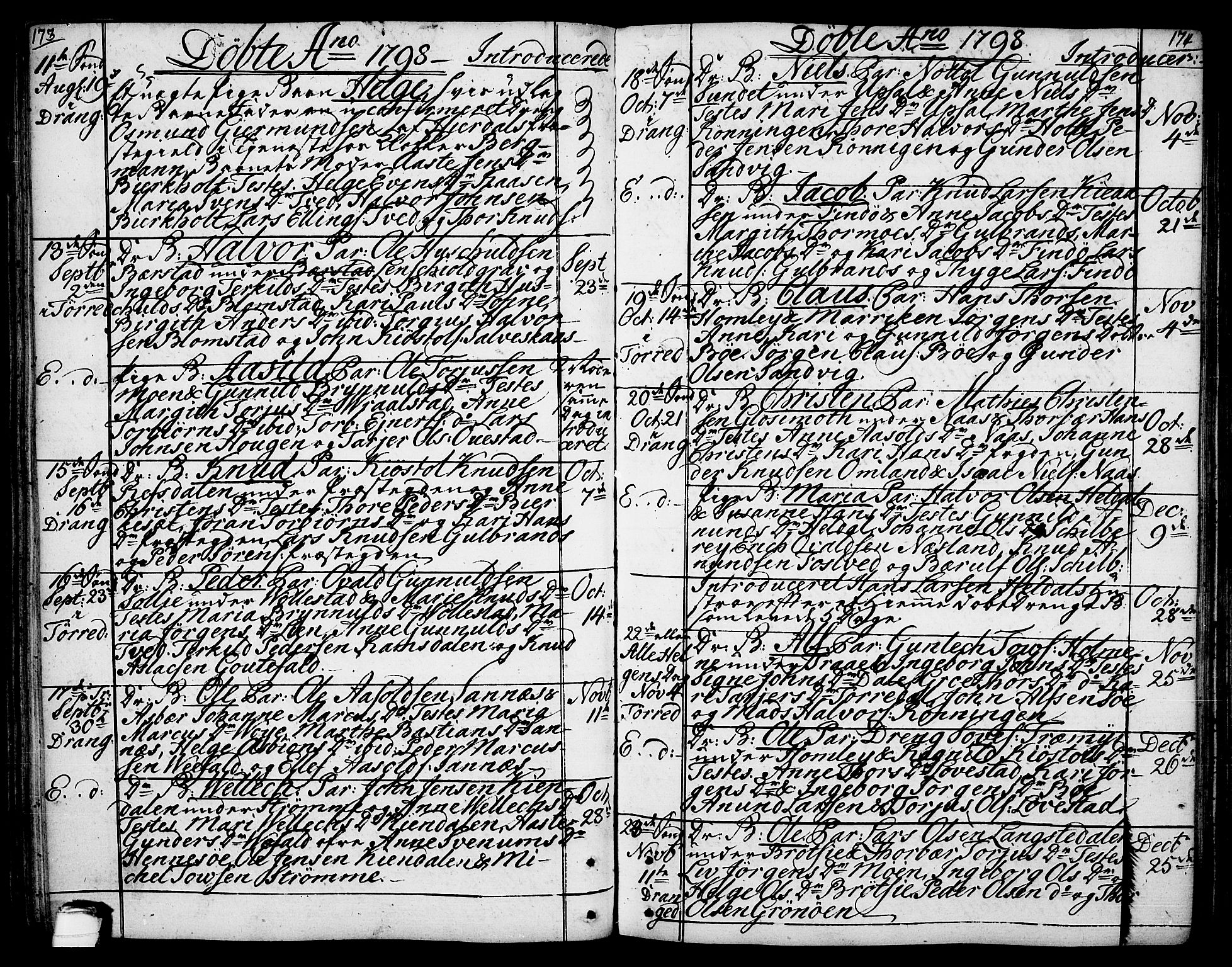 Drangedal kirkebøker, SAKO/A-258/F/Fa/L0003: Parish register (official) no. 3, 1768-1814, p. 173-174