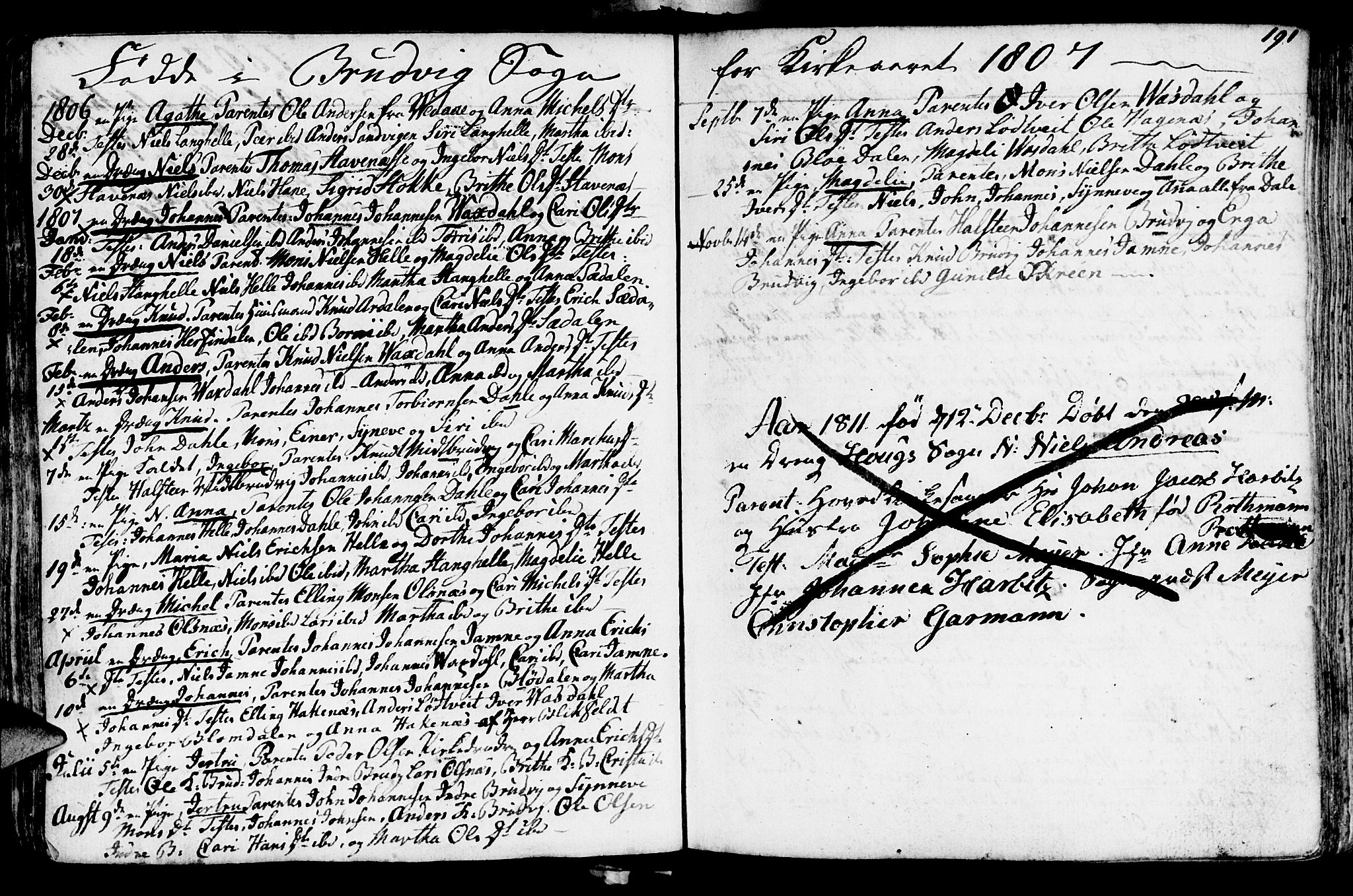 Haus sokneprestembete, AV/SAB-A-75601/H/Haa: Parish register (official) no. A 11, 1796-1816, p. 191