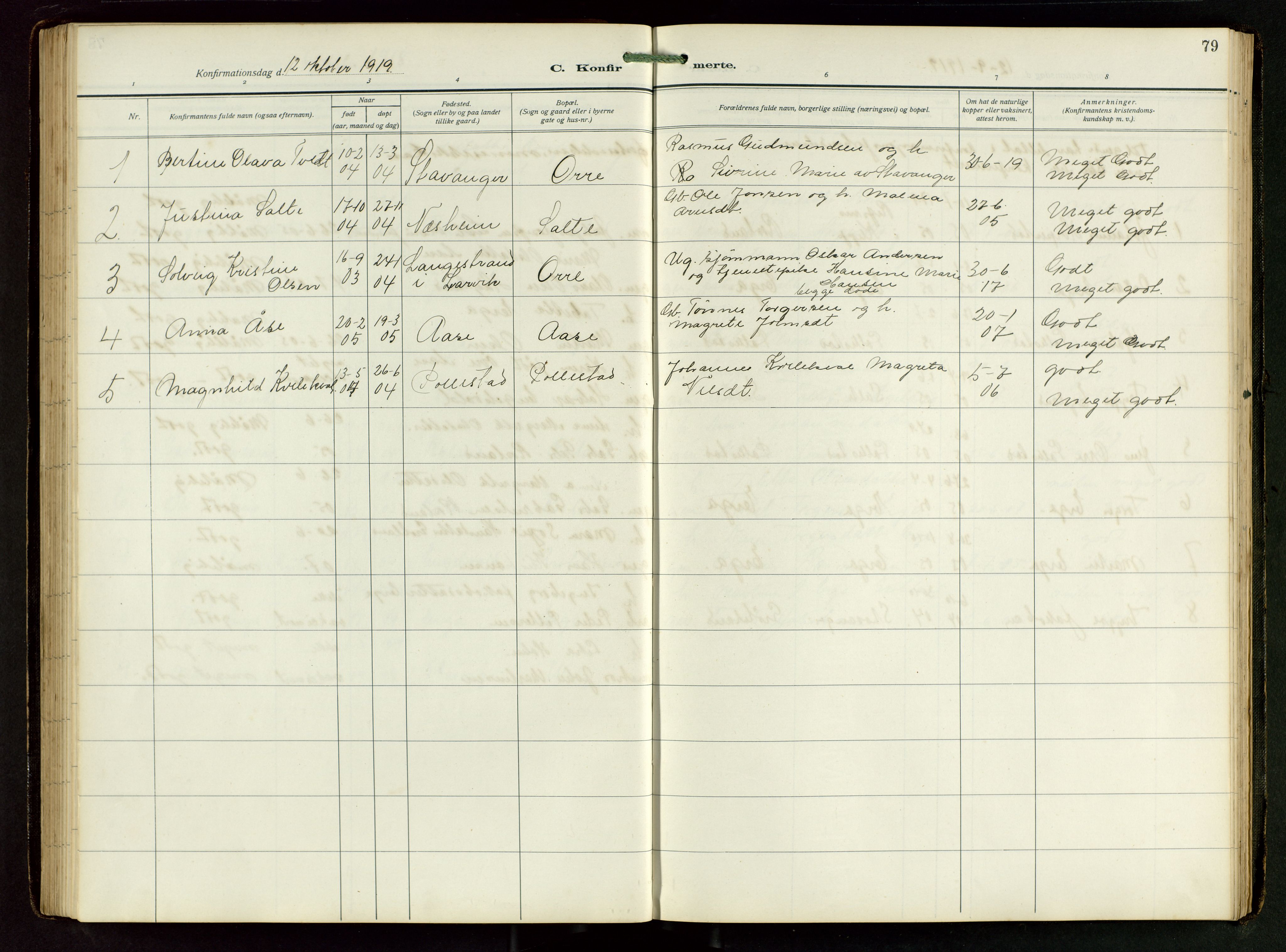 Klepp sokneprestkontor, SAST/A-101803/001/3/30BB/L0008: Parish register (copy) no. B 8, 1918-1949, p. 79