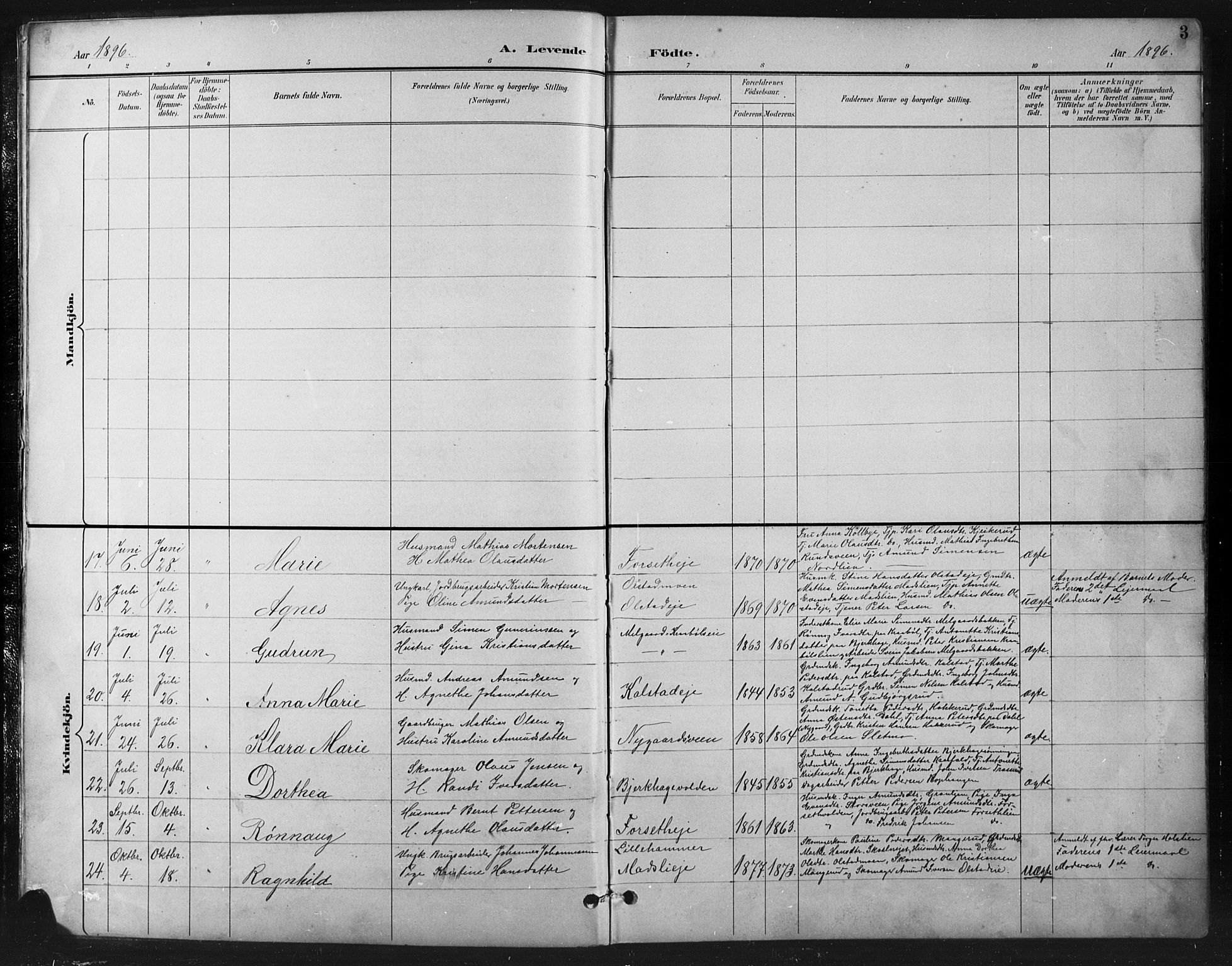 Vestre Gausdal prestekontor, SAH/PREST-094/H/Ha/Hab/L0003: Parish register (copy) no. 3, 1896-1925, p. 3