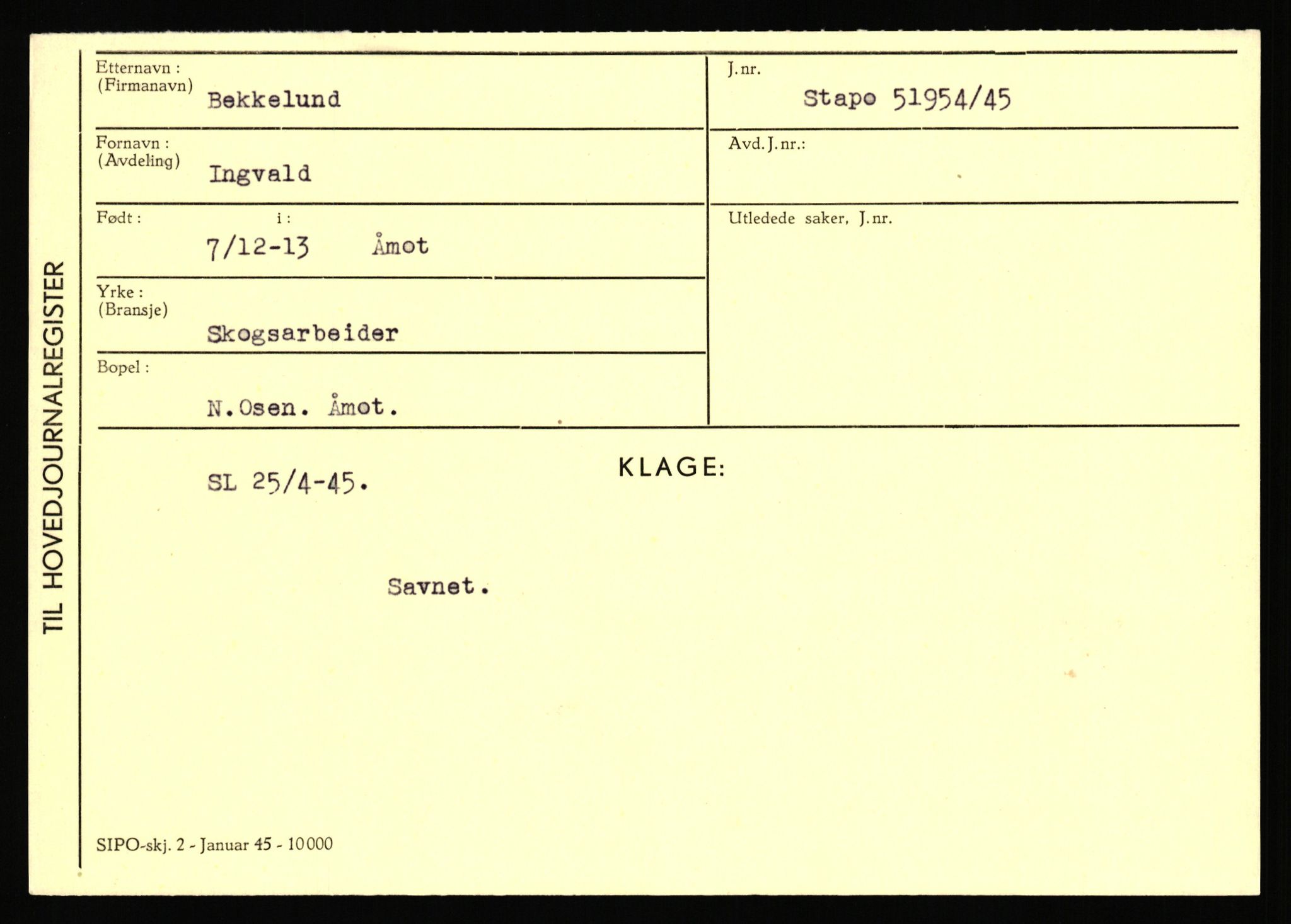 Statspolitiet - Hovedkontoret / Osloavdelingen, AV/RA-S-1329/C/Ca/L0002: Arneberg - Brand, 1943-1945, p. 1697