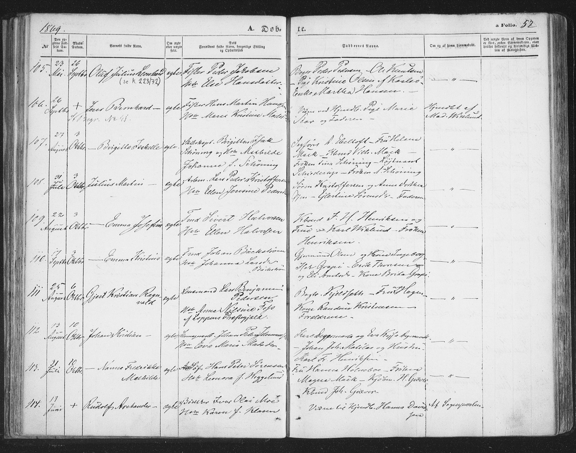 Tromsø sokneprestkontor/stiftsprosti/domprosti, AV/SATØ-S-1343/G/Ga/L0012kirke: Parish register (official) no. 12, 1865-1871, p. 52