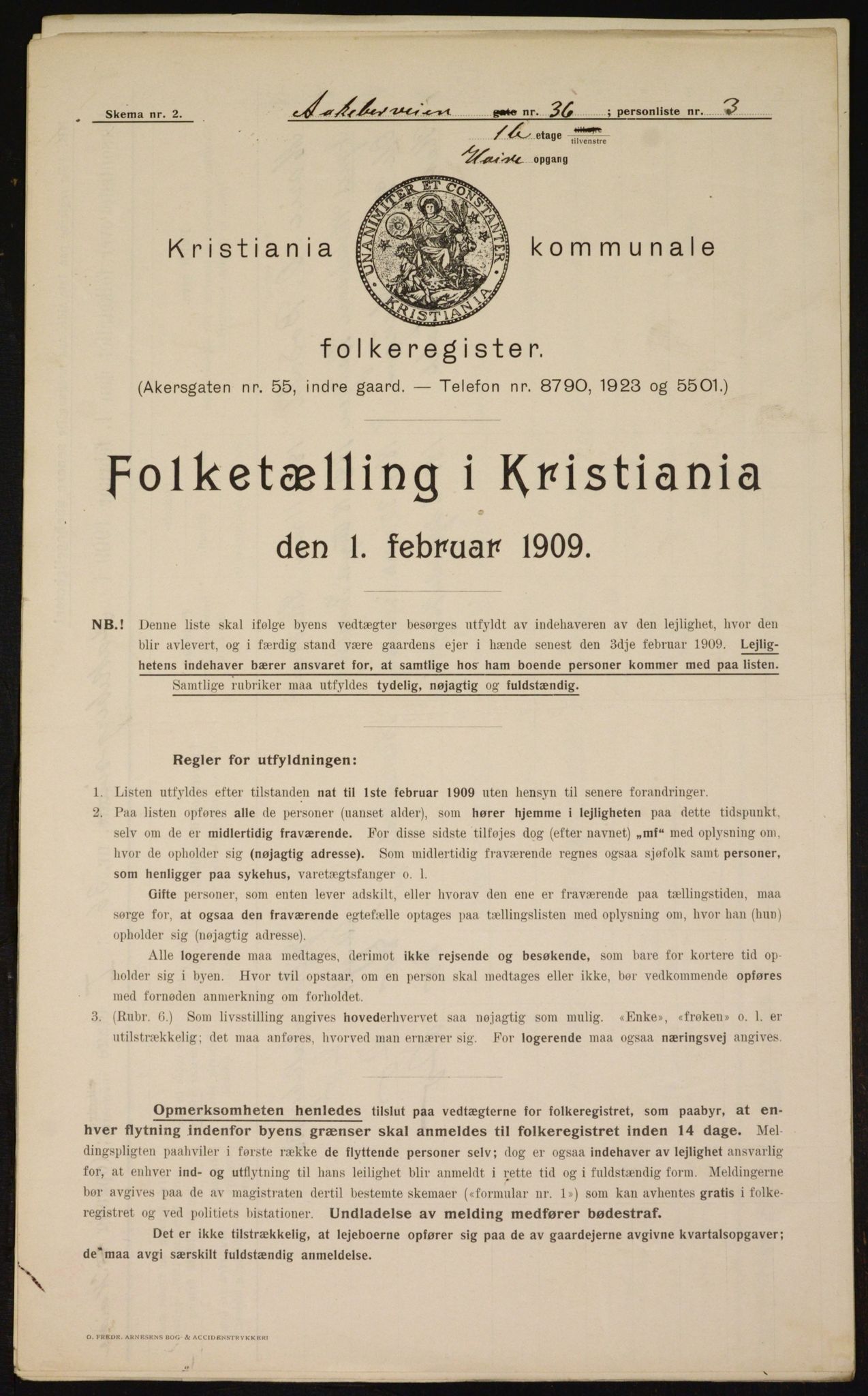 OBA, Municipal Census 1909 for Kristiania, 1909, p. 118522