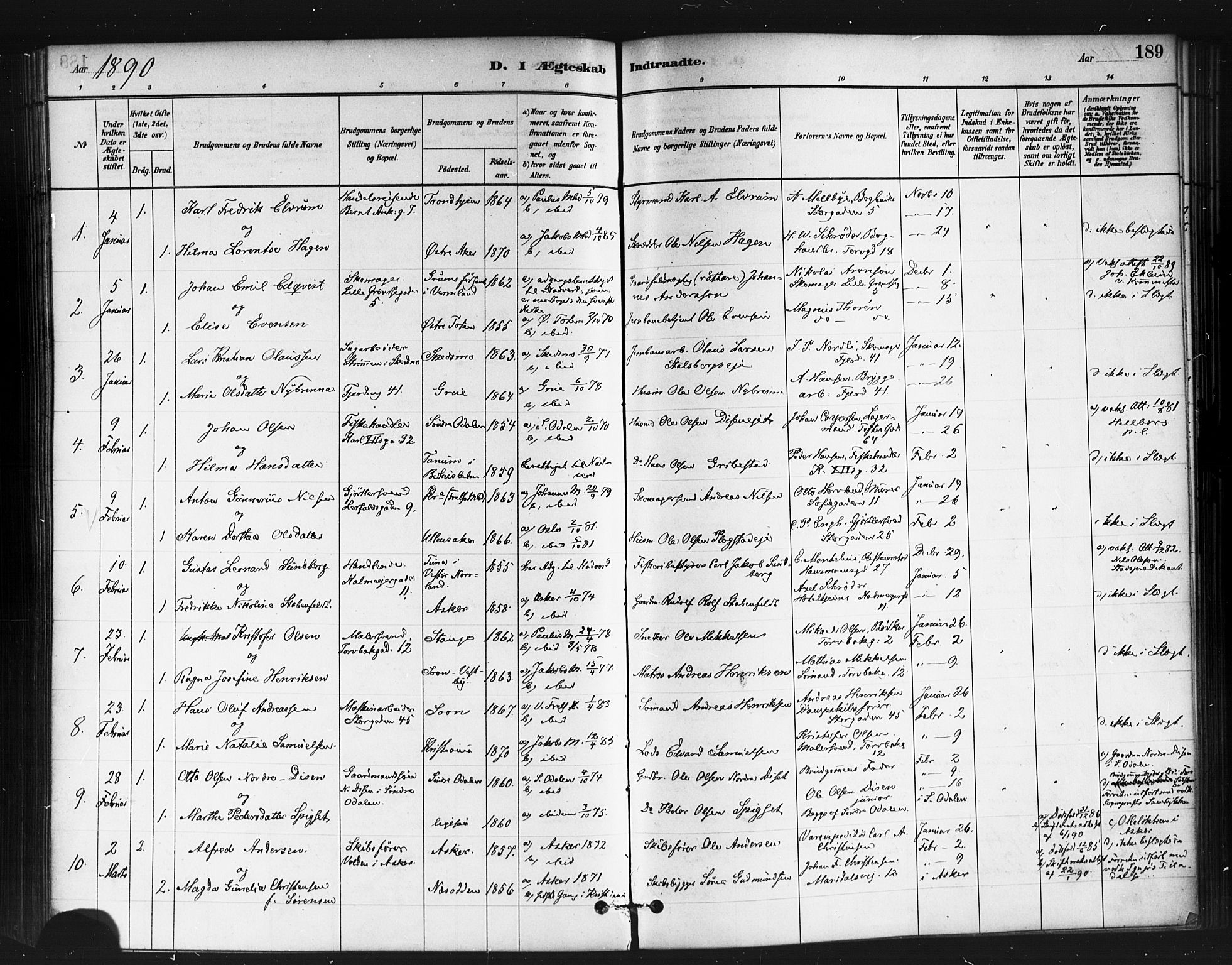 Jakob prestekontor Kirkebøker, SAO/A-10850/F/Fa/L0004: Parish register (official) no. 4, 1880-1894, p. 189