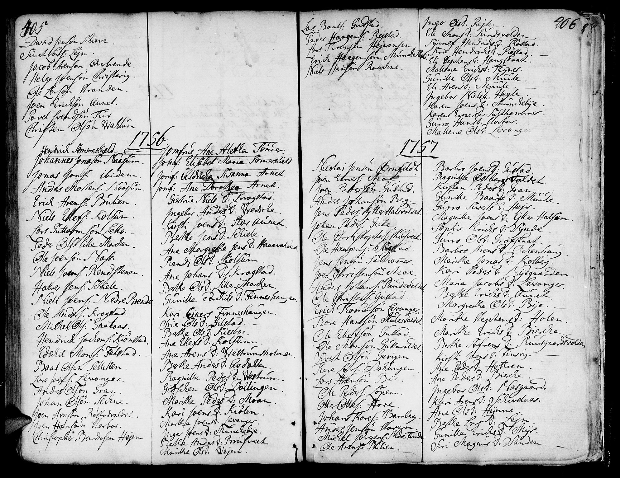 Ministerialprotokoller, klokkerbøker og fødselsregistre - Nord-Trøndelag, SAT/A-1458/717/L0141: Parish register (official) no. 717A01, 1747-1803, p. 405-406