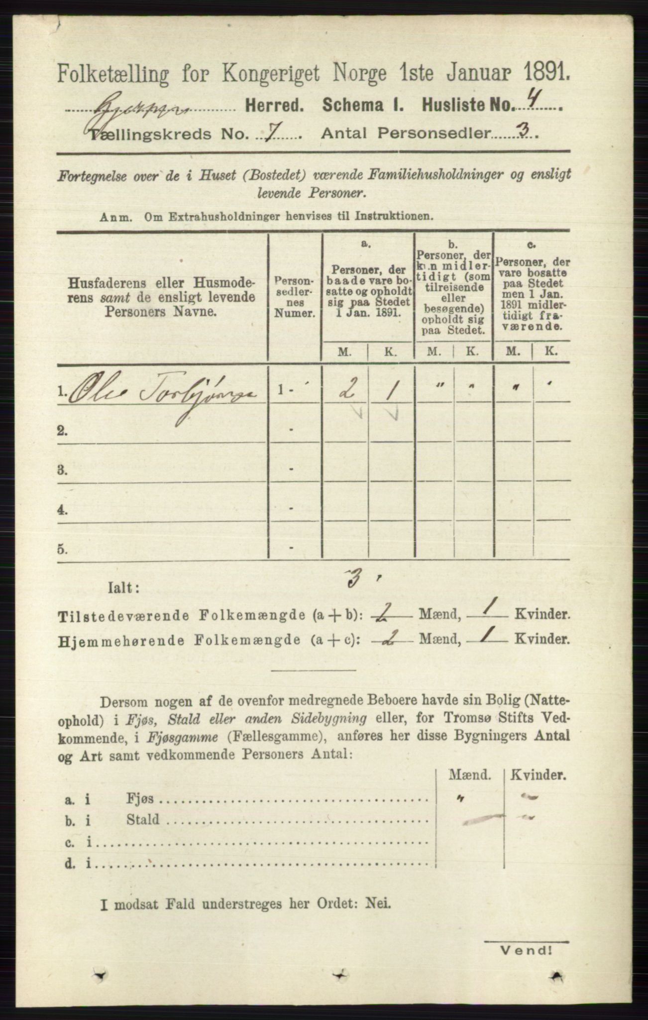 RA, 1891 census for 0812 Gjerpen, 1891, p. 3311