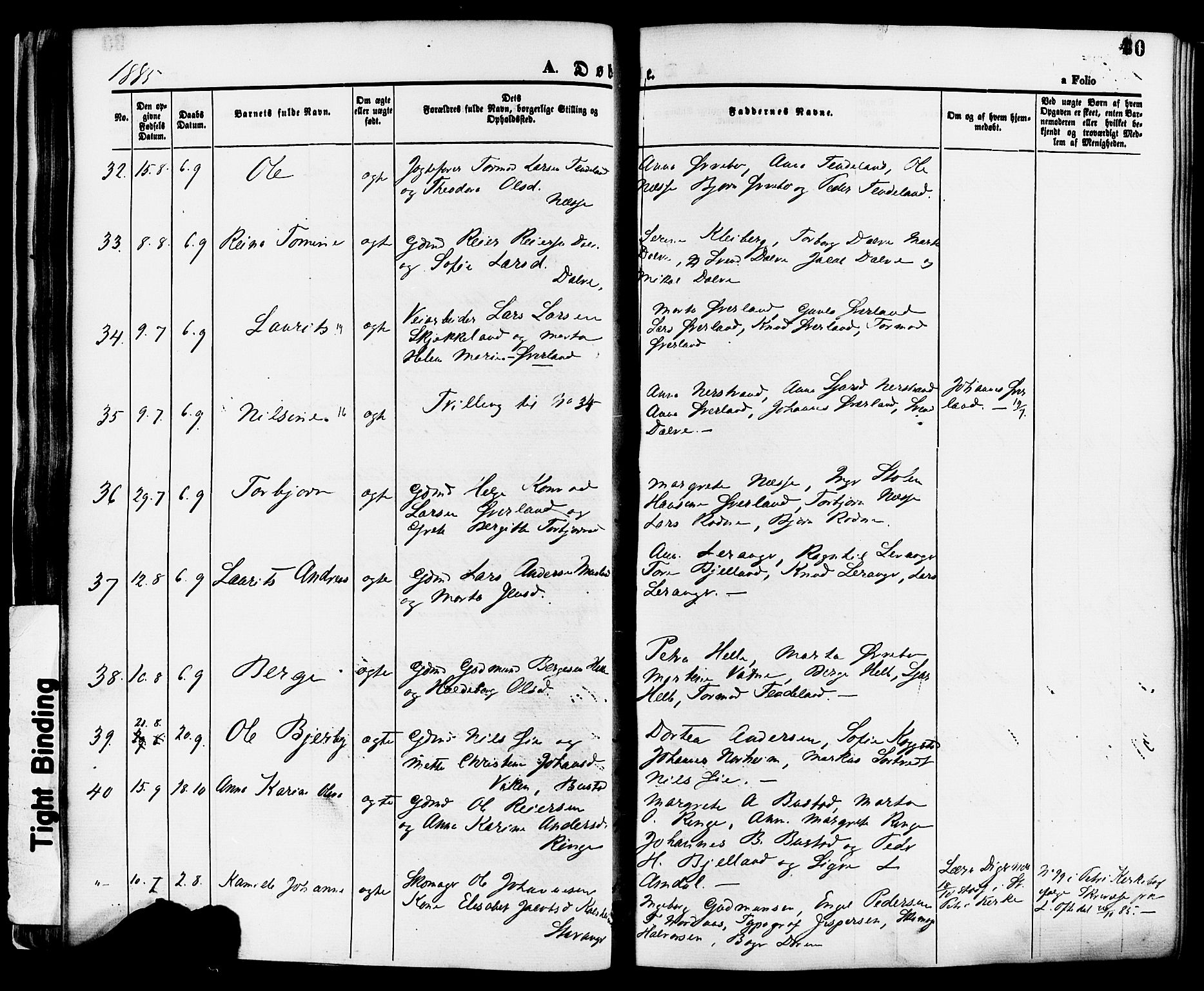 Nedstrand sokneprestkontor, SAST/A-101841/01/IV: Parish register (official) no. A 11, 1877-1887, p. 40