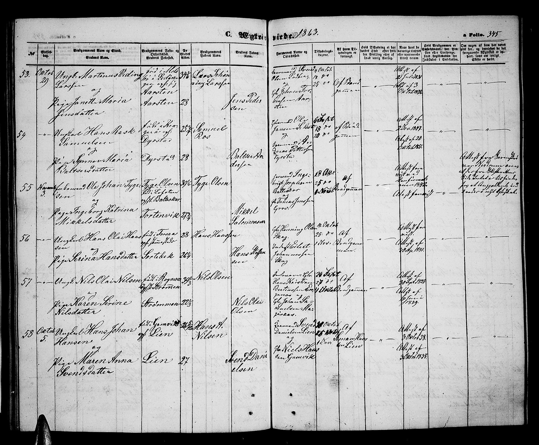 Ibestad sokneprestembete, SATØ/S-0077/H/Ha/Hab/L0005klokker: Parish register (copy) no. 5, 1860-1871, p. 345