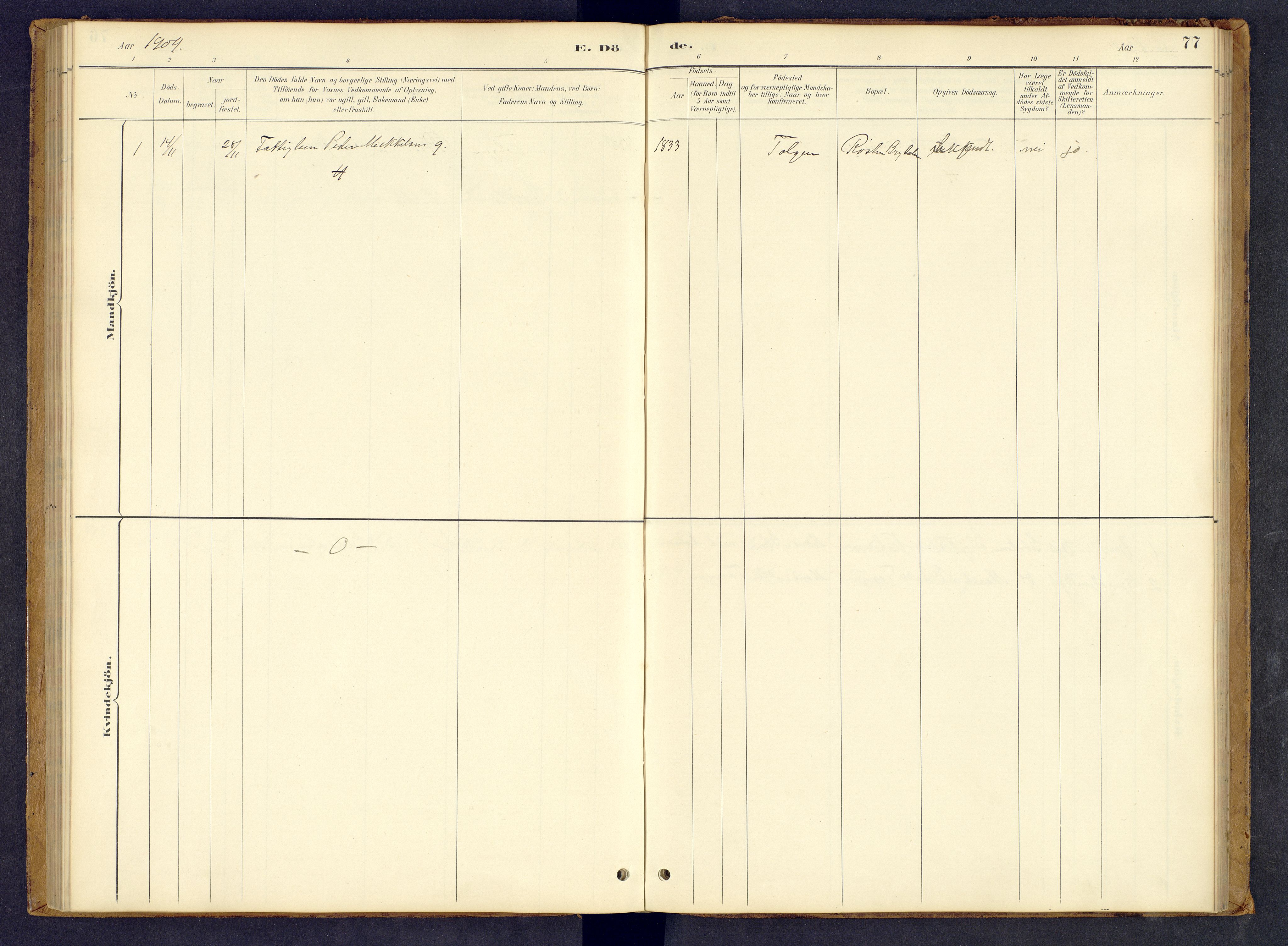 Tynset prestekontor, SAH/PREST-058/H/Ha/Hab/L0008: Parish register (copy) no. 8, 1884-1916, p. 77