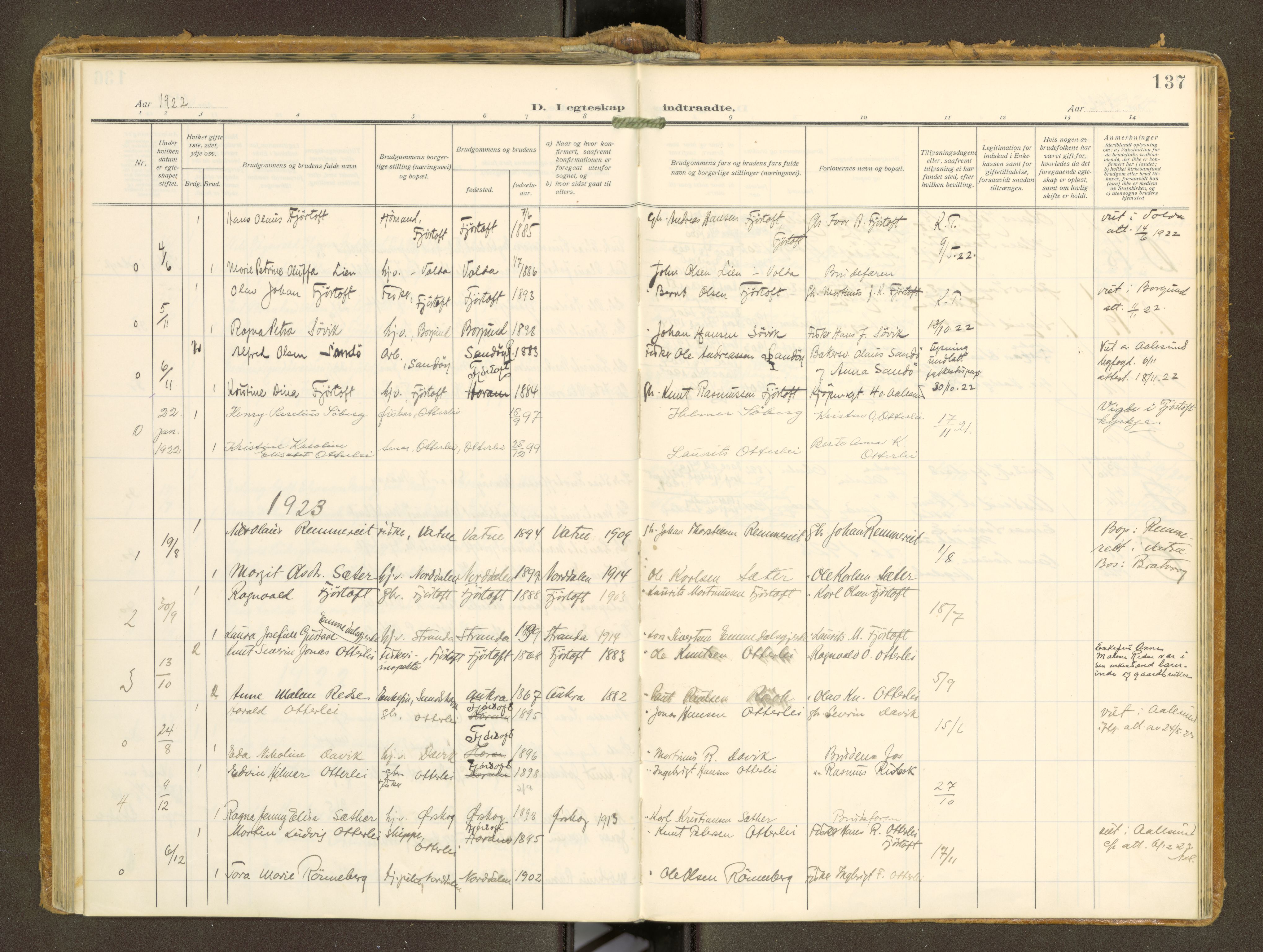 Ministerialprotokoller, klokkerbøker og fødselsregistre - Møre og Romsdal, AV/SAT-A-1454/538/L0528: Parish register (official) no. 538A--, 1911-1935, p. 137