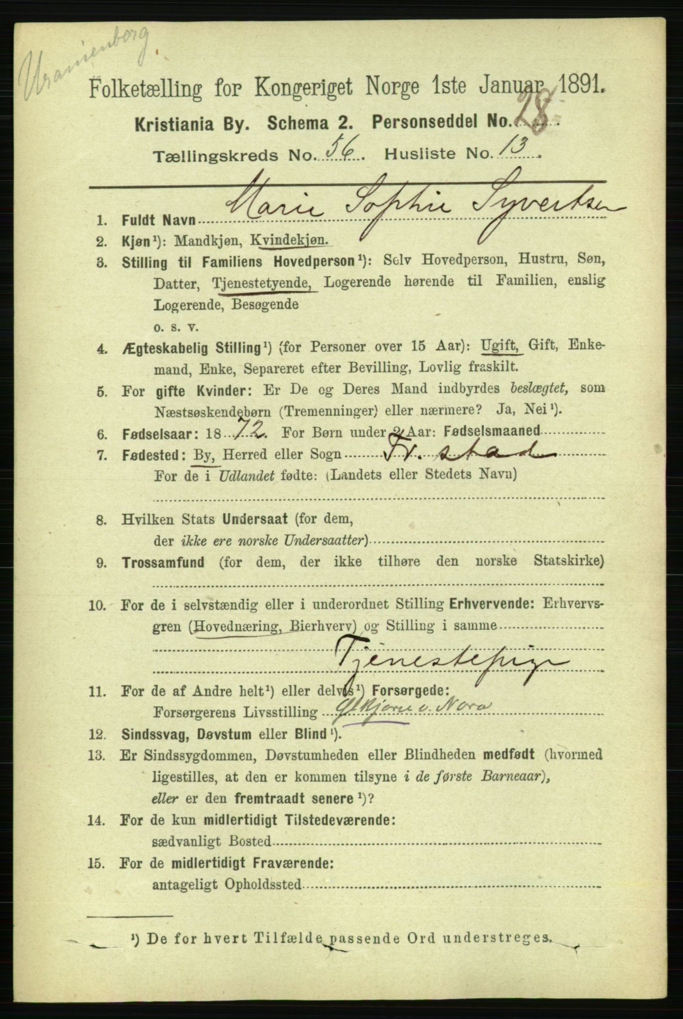 RA, 1891 census for 0301 Kristiania, 1891, p. 30411