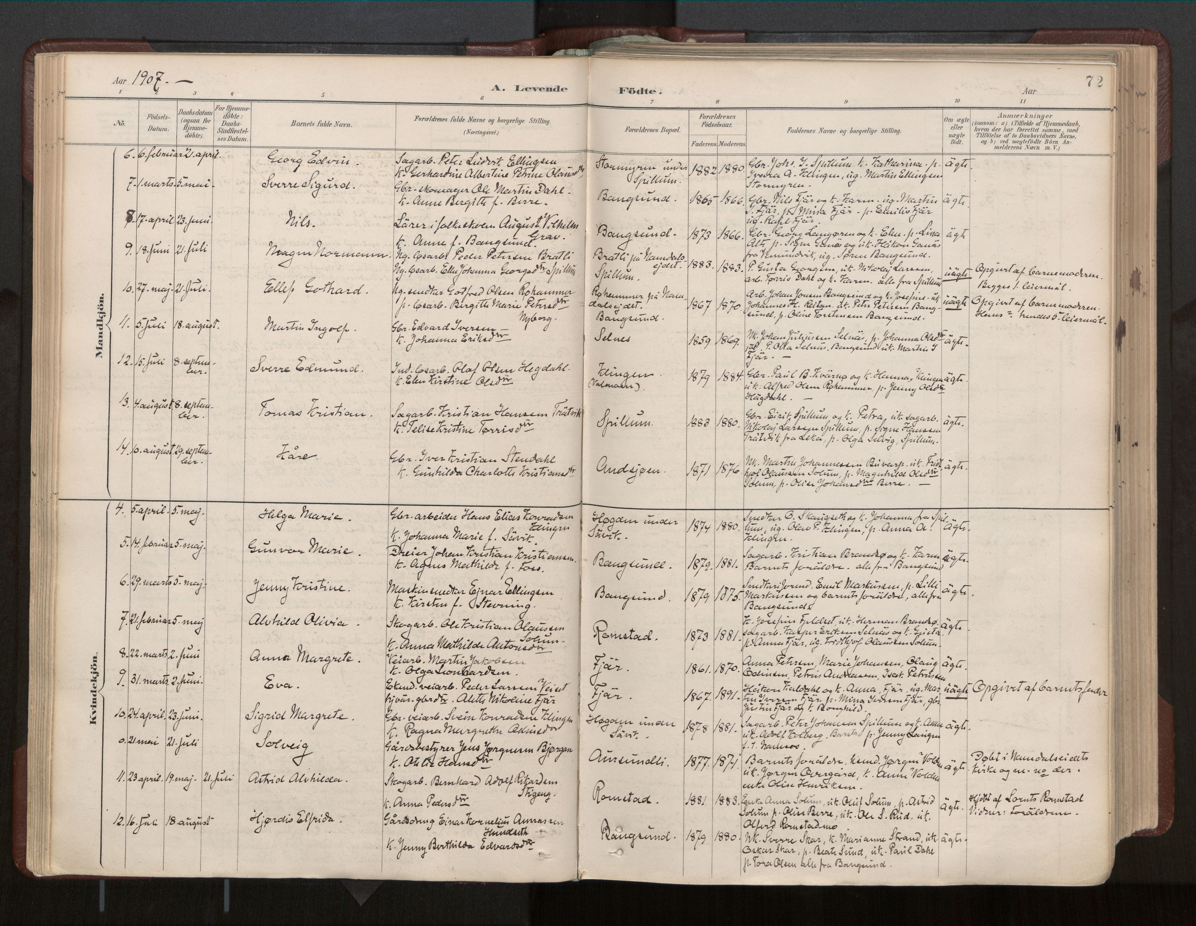 Ministerialprotokoller, klokkerbøker og fødselsregistre - Nord-Trøndelag, SAT/A-1458/770/L0589: Parish register (official) no. 770A03, 1887-1929, p. 72