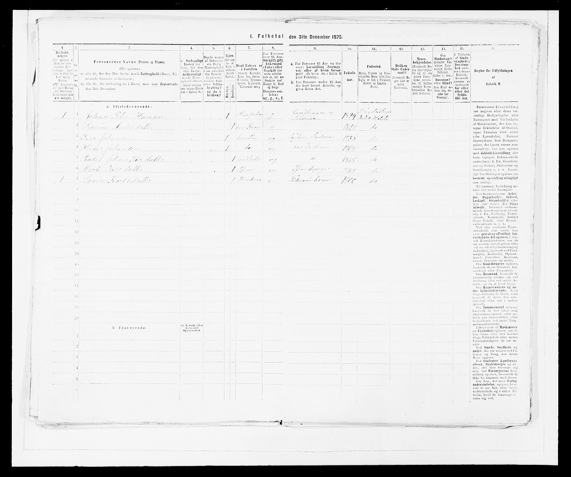 SAB, 1875 census for 1430P Indre Holmedal, 1875, p. 38