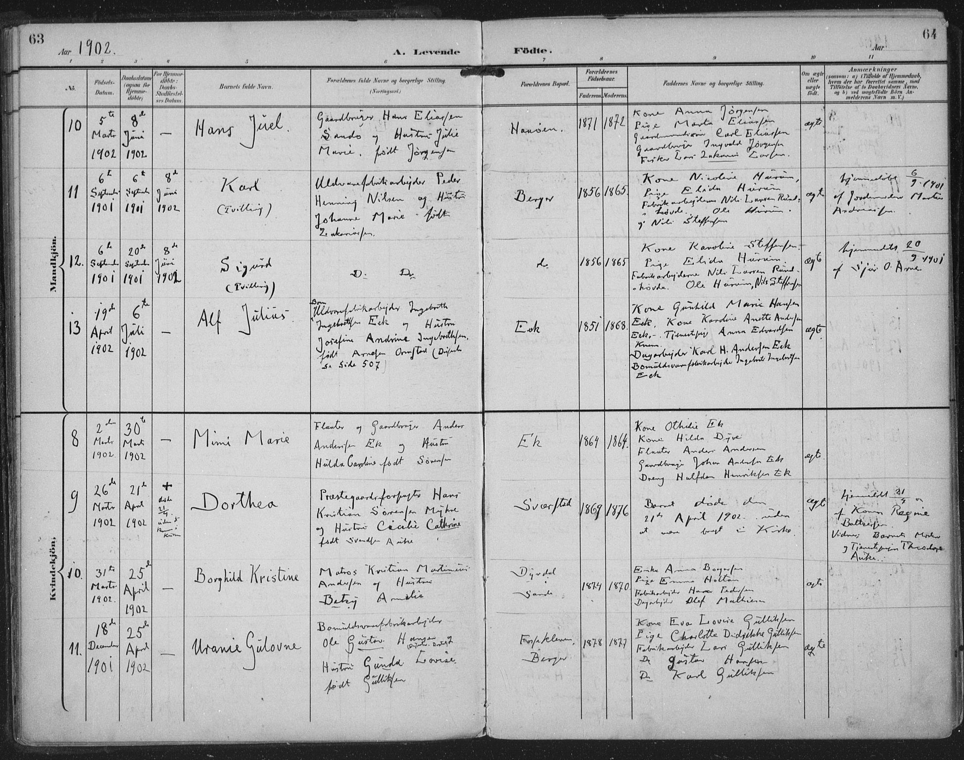 Strømm kirkebøker, AV/SAKO-A-322/F/Fa/L0005: Parish register (official) no. I 5, 1898-1919, p. 63-64