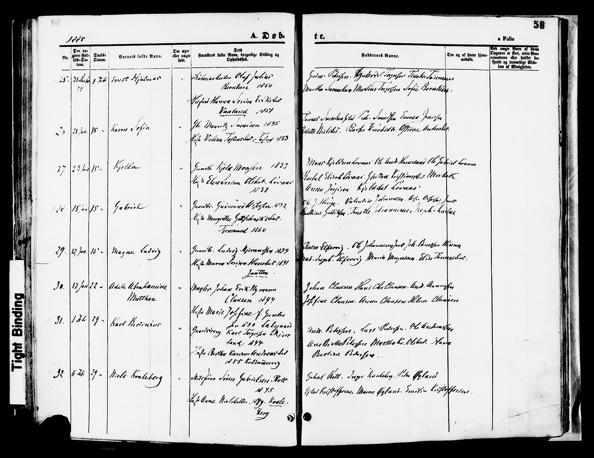 Hetland sokneprestkontor, AV/SAST-A-101826/30/30BA/L0008: Parish register (official) no. A 8, 1877-1884, p. 58