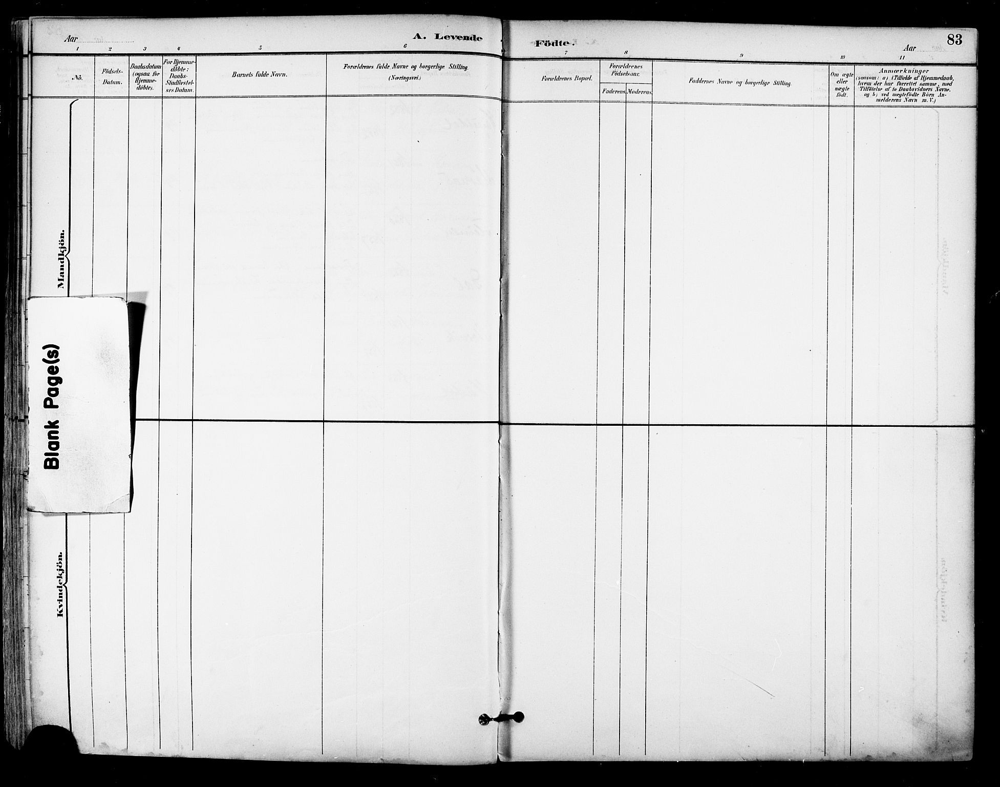 Ministerialprotokoller, klokkerbøker og fødselsregistre - Nordland, AV/SAT-A-1459/805/L0101: Parish register (official) no. 805A07, 1892-1899, p. 83