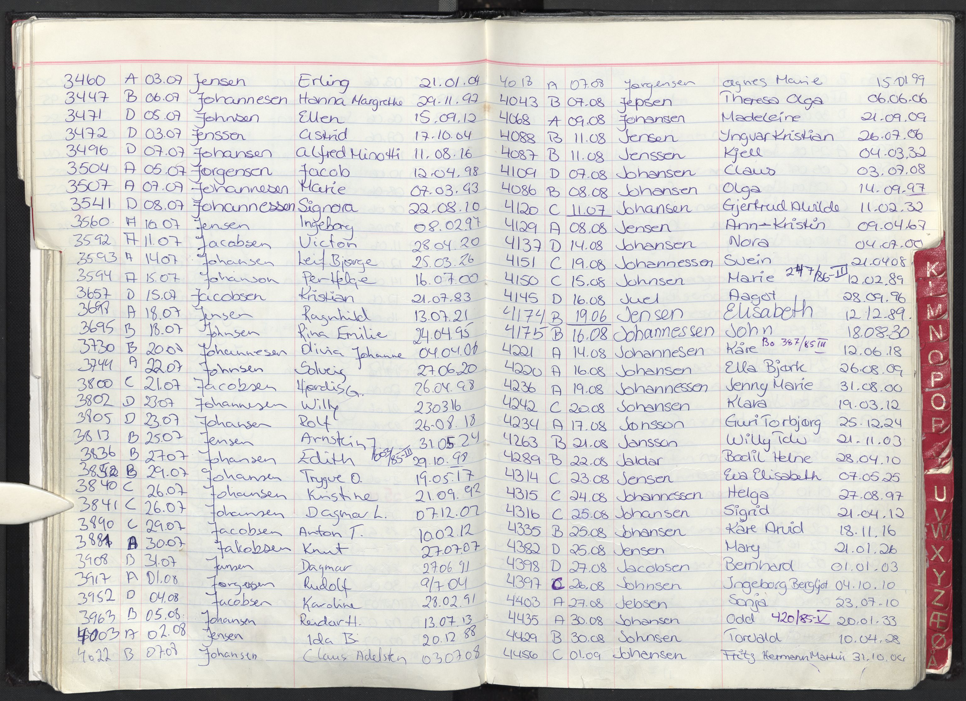 Oslo skifterett, SAO/A-10383/F/Fa/Faa/L0085: Navneregister dødsfallssaker, 1985