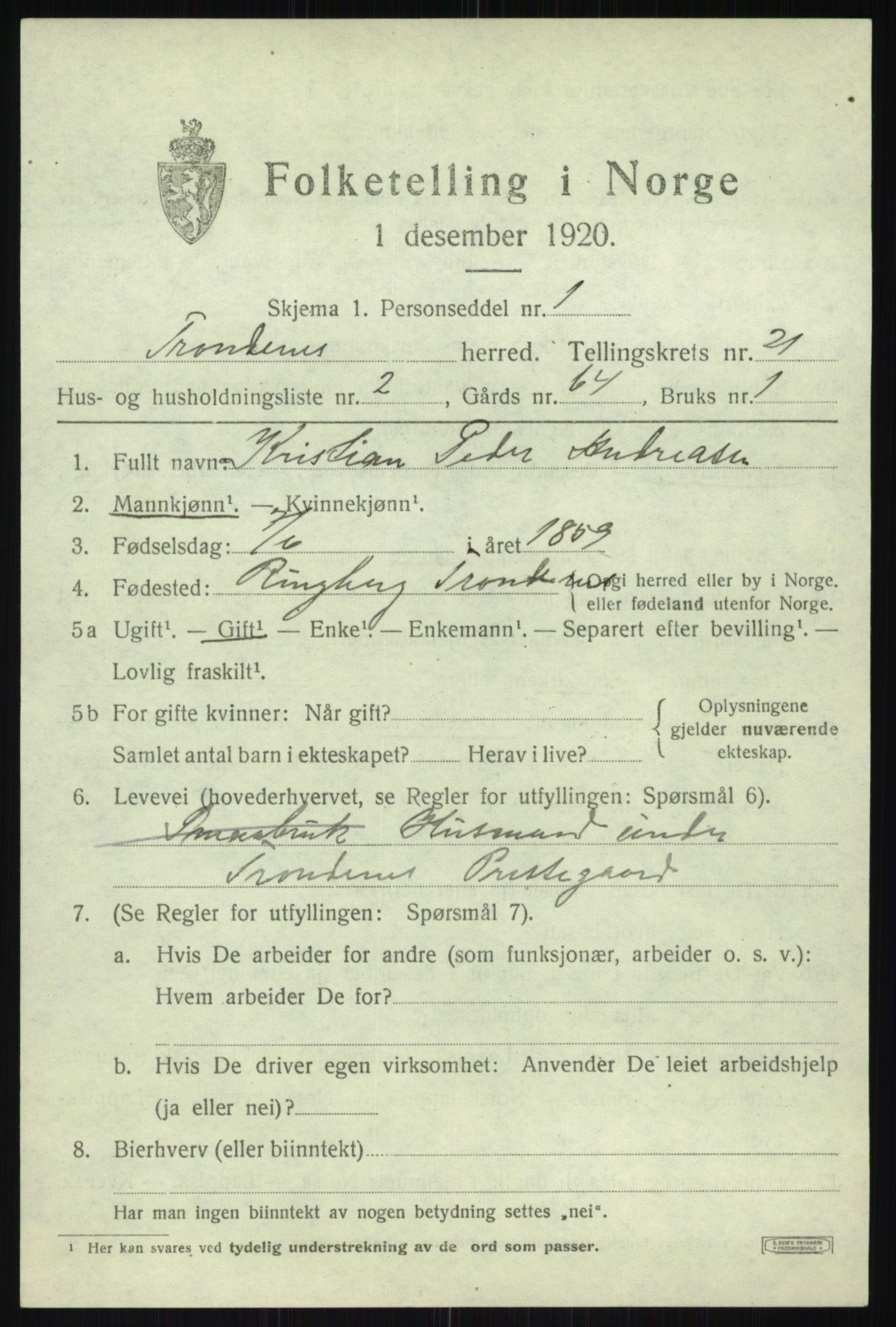 SATØ, 1920 census for Trondenes, 1920, p. 16308