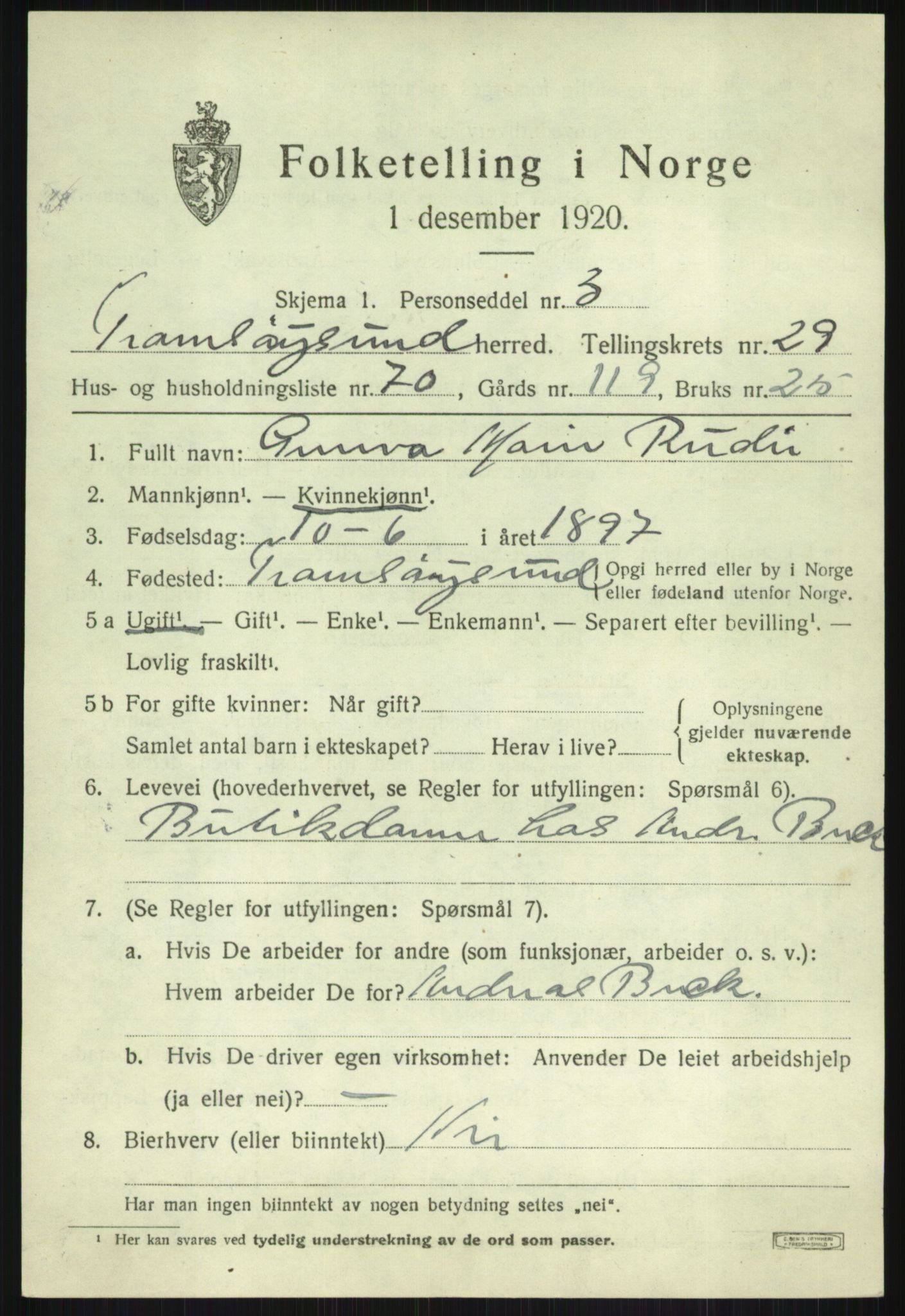 SATØ, 1920 census for Tromsøysund, 1920, p. 14224