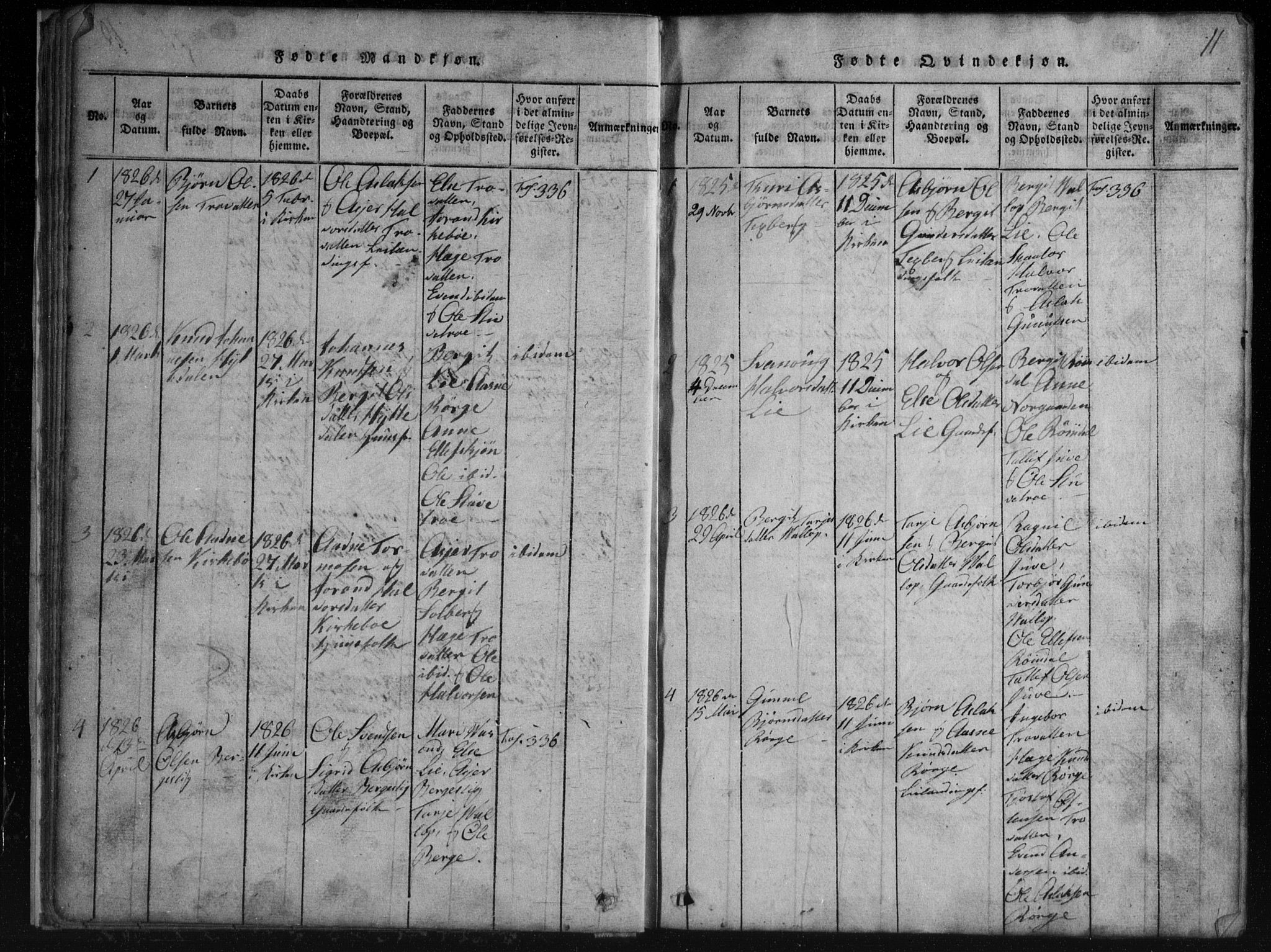 Rauland kirkebøker, SAKO/A-292/G/Gb/L0001: Parish register (copy) no. II 1, 1815-1886, p. 11