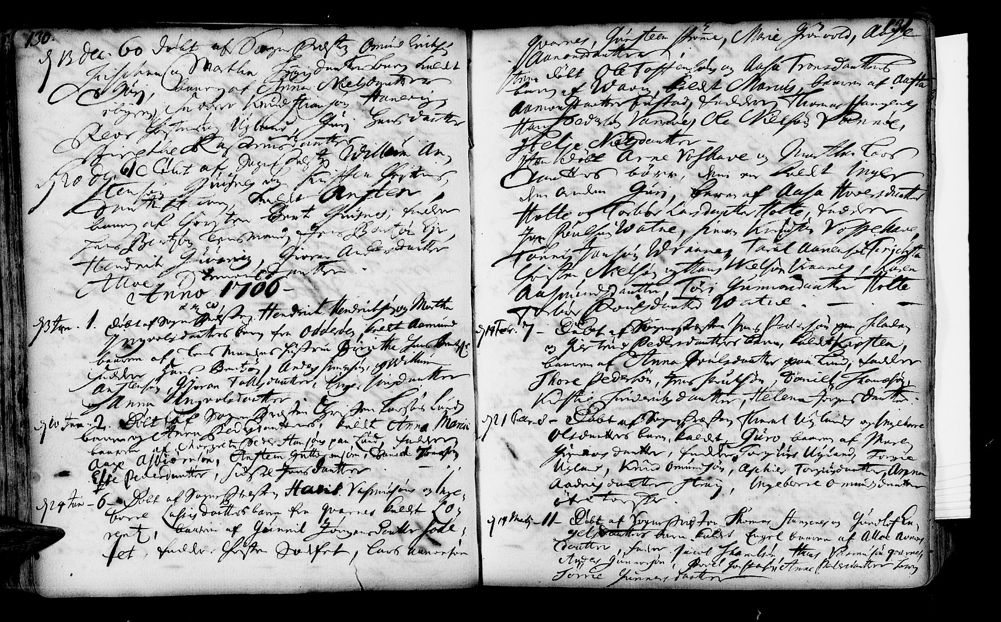 Oddernes sokneprestkontor, AV/SAK-1111-0033/F/Fa/Faa/L0001: Parish register (official) no. A 1, 1692-1718, p. 130-131