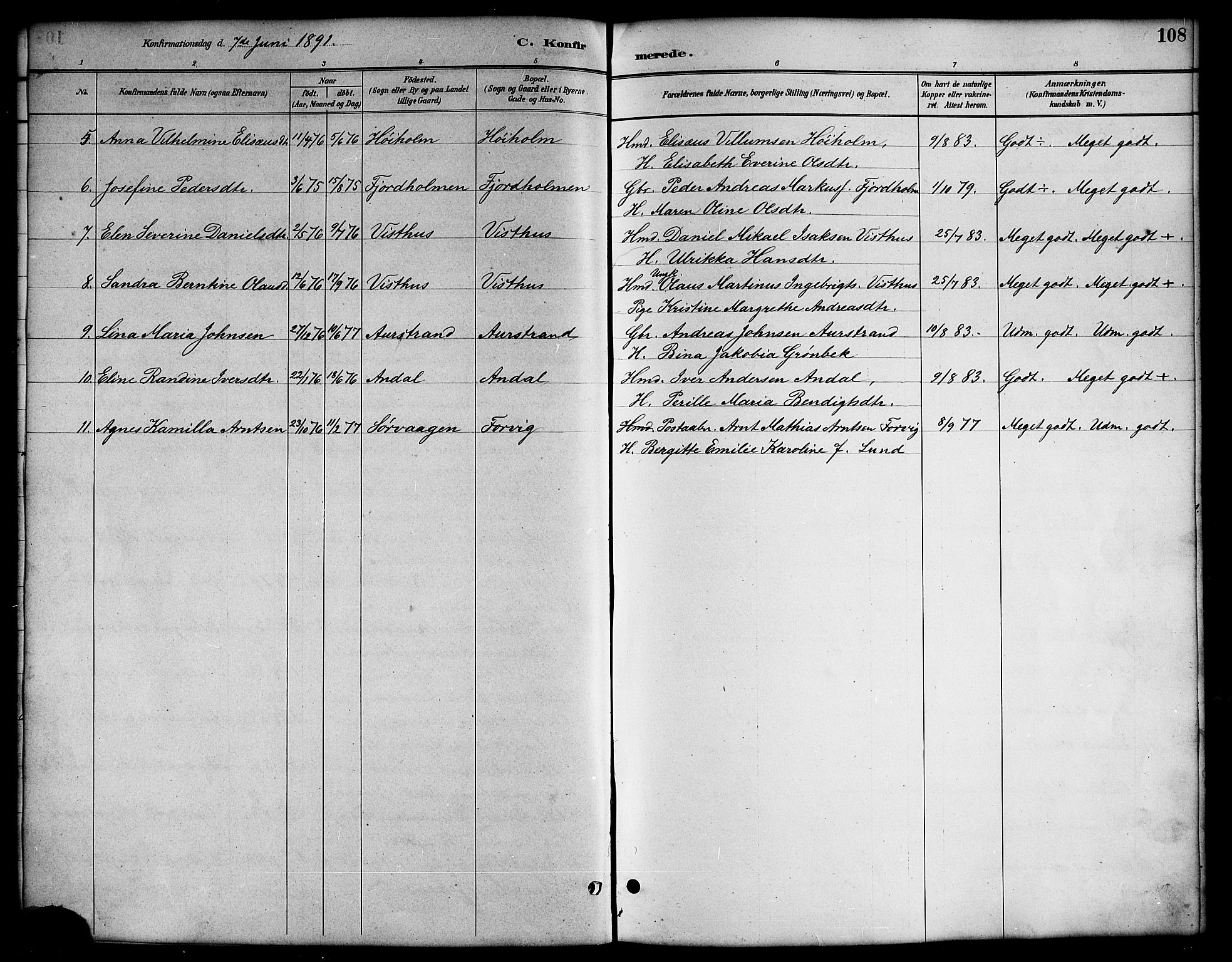 Ministerialprotokoller, klokkerbøker og fødselsregistre - Nordland, AV/SAT-A-1459/819/L0277: Parish register (copy) no. 819C03, 1888-1917, p. 108