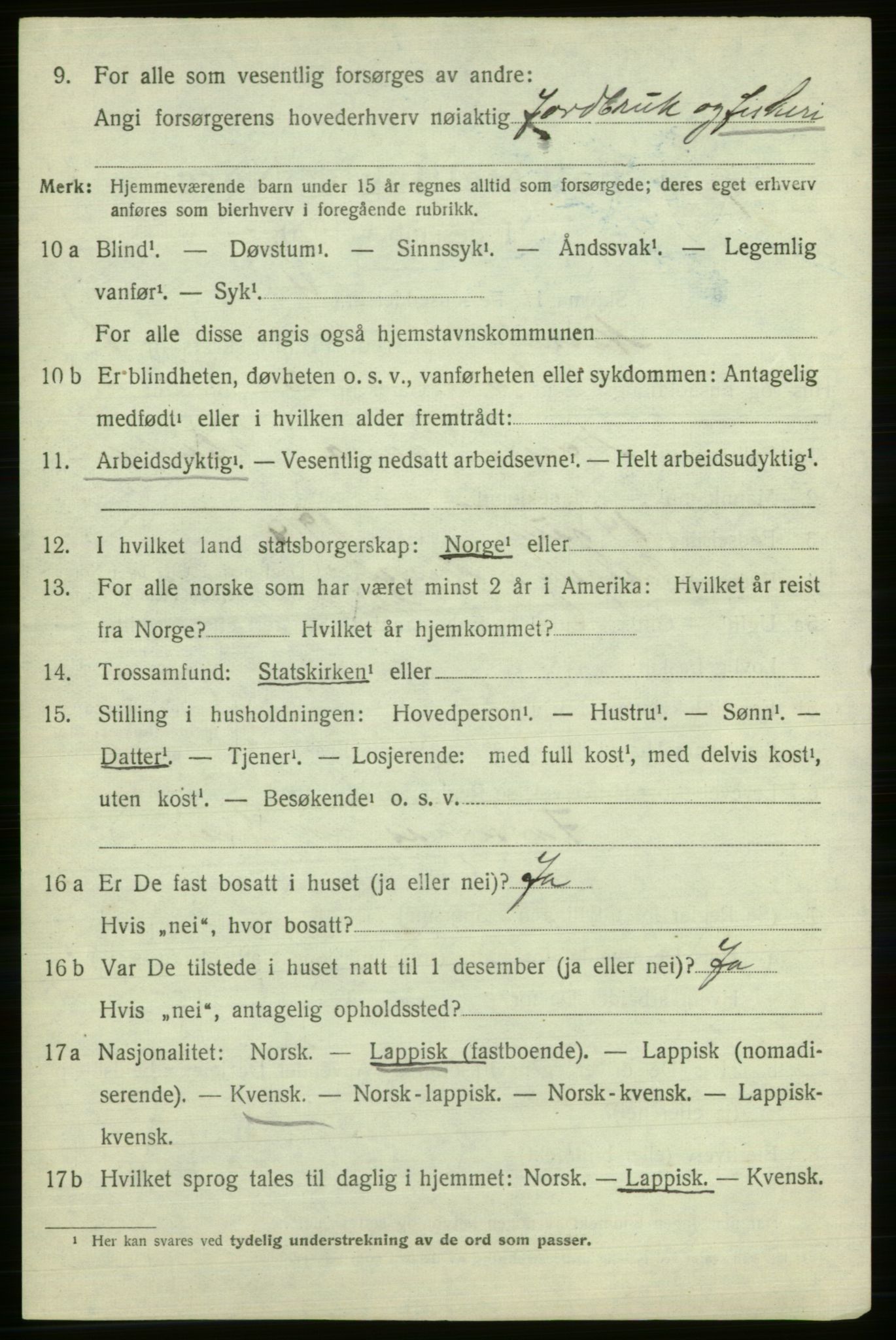 SATØ, 1920 census for Nesseby, 1920, p. 516