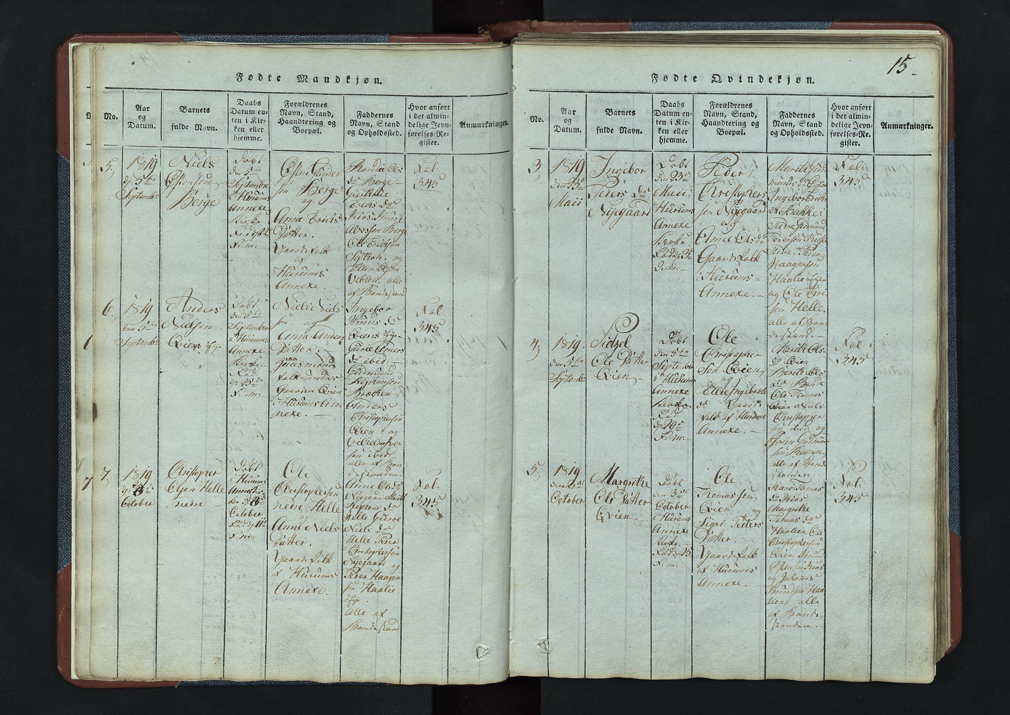 Vang prestekontor, Valdres, SAH/PREST-140/H/Hb/L0003: Parish register (copy) no. 3, 1814-1892, p. 15