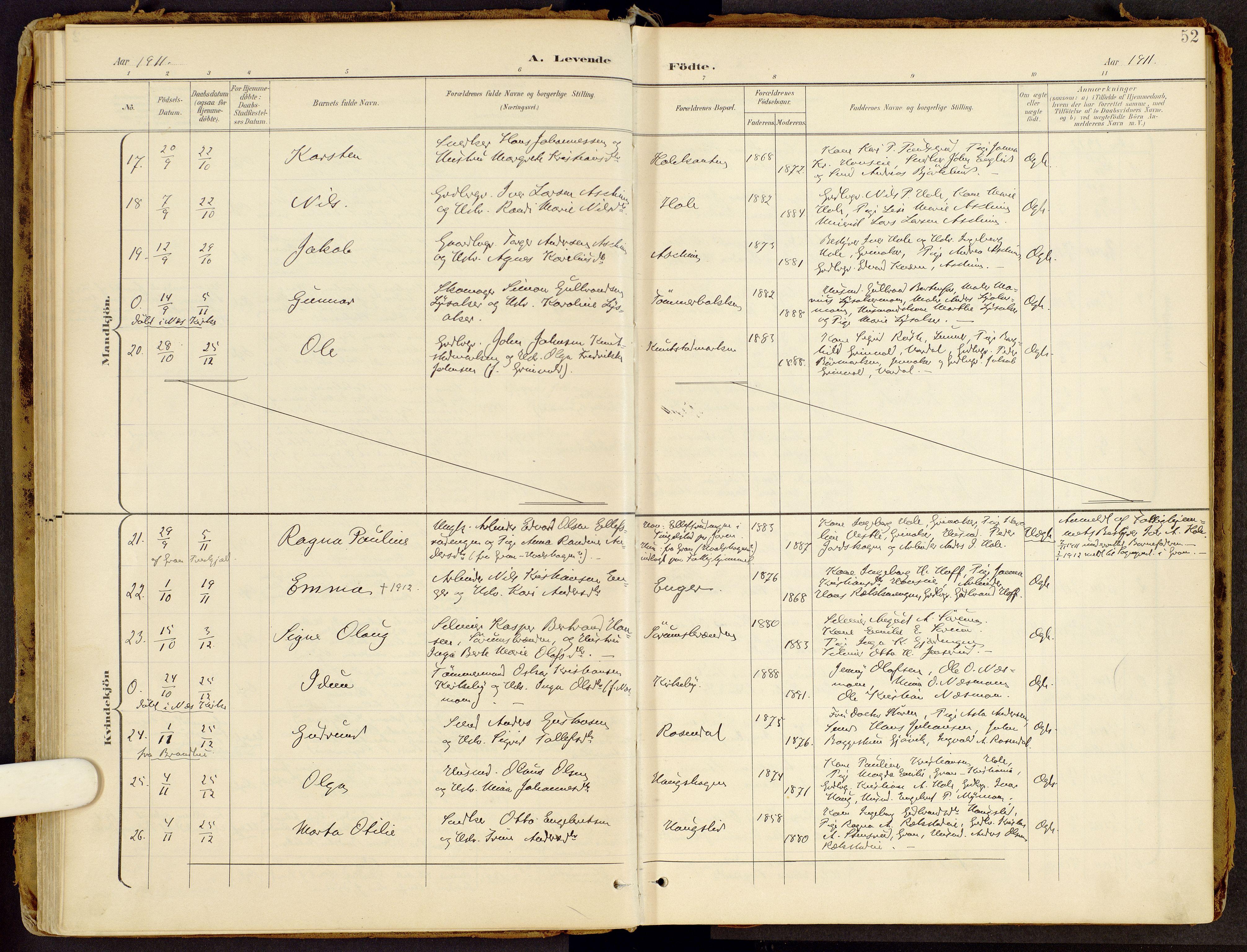 Brandbu prestekontor, AV/SAH-PREST-114/H/Ha/Haa/L0002: Parish register (official) no. 2, 1899-1914, p. 52