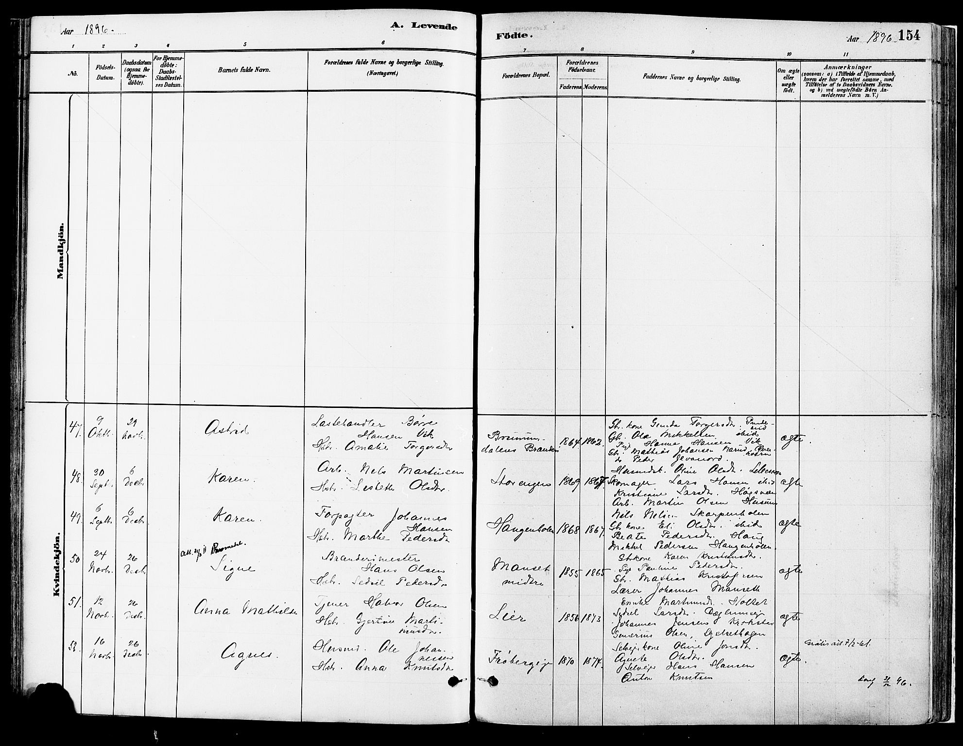 Vang prestekontor, Hedmark, SAH/PREST-008/H/Ha/Haa/L0018A: Parish register (official) no. 18A, 1880-1906, p. 154