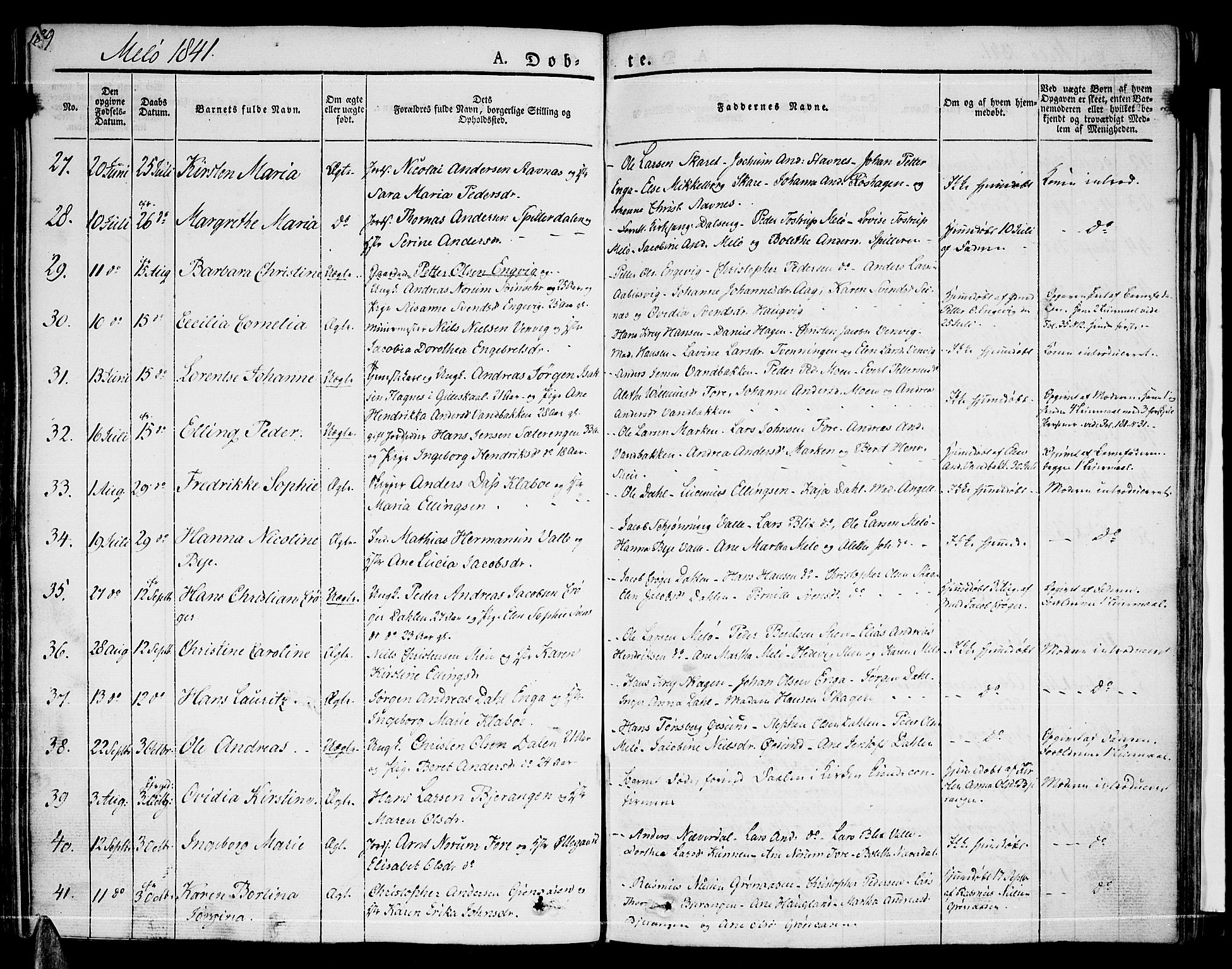 Ministerialprotokoller, klokkerbøker og fødselsregistre - Nordland, SAT/A-1459/841/L0598: Parish register (official) no. 841A06 /2, 1825-1844, p. 188