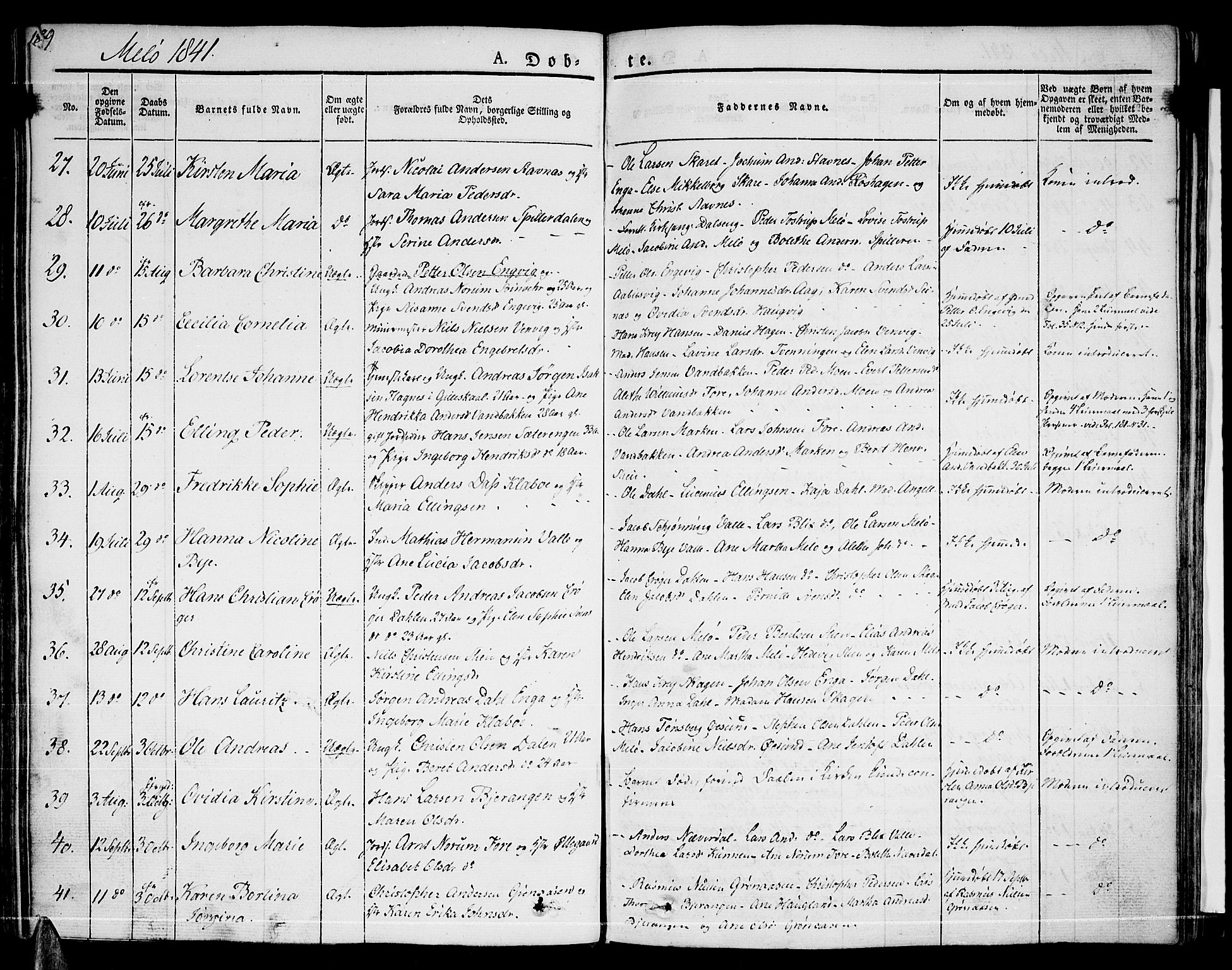 Ministerialprotokoller, klokkerbøker og fødselsregistre - Nordland, AV/SAT-A-1459/841/L0598: Parish register (official) no. 841A06 /2, 1825-1844, p. 188