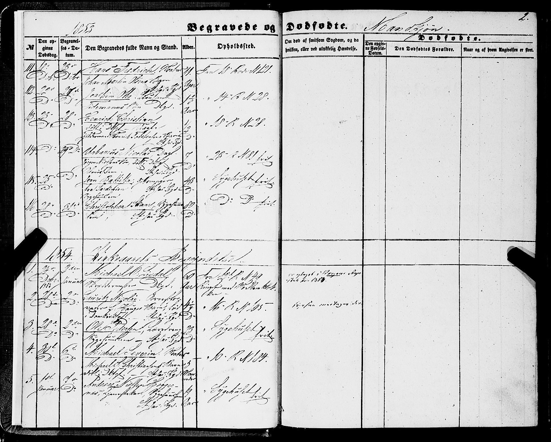 Domkirken sokneprestembete, SAB/A-74801/H/Haa/L0041: Parish register (official) no. E 2, 1853-1863, p. 2