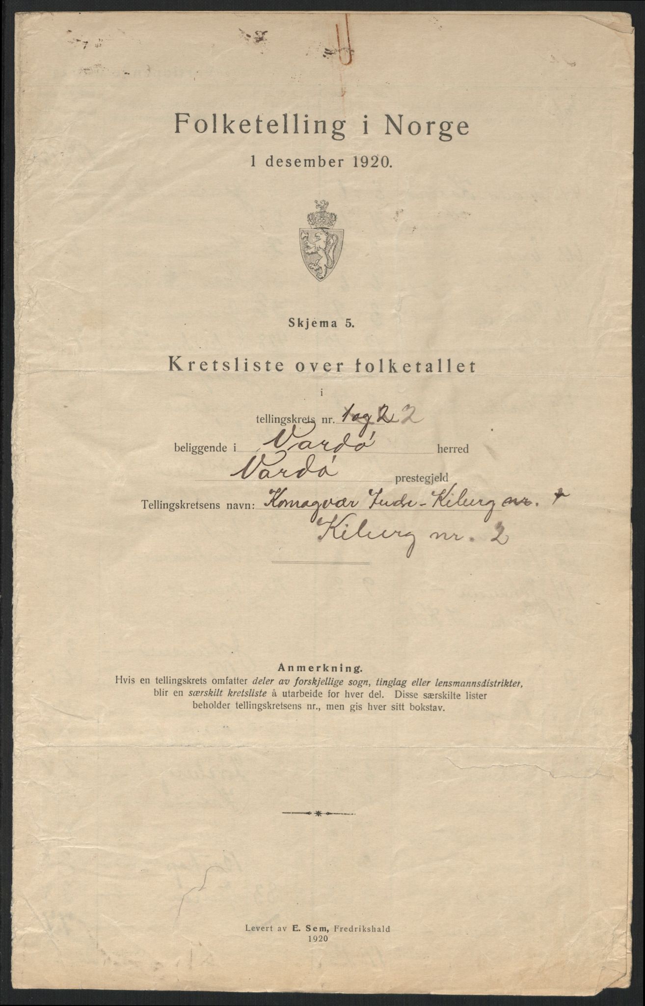 SATØ, 1920 census for Vardø rural district, 1920, p. 8