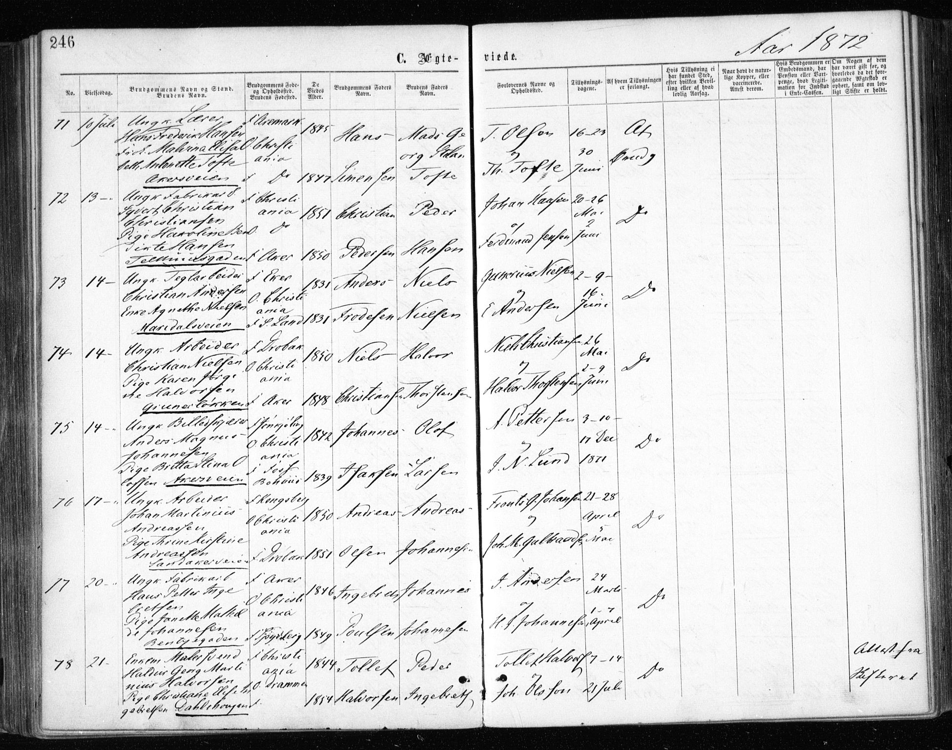 Gamle Aker prestekontor Kirkebøker, AV/SAO-A-10617a/F/L0003: Parish register (official) no. 3, 1865-1873, p. 246