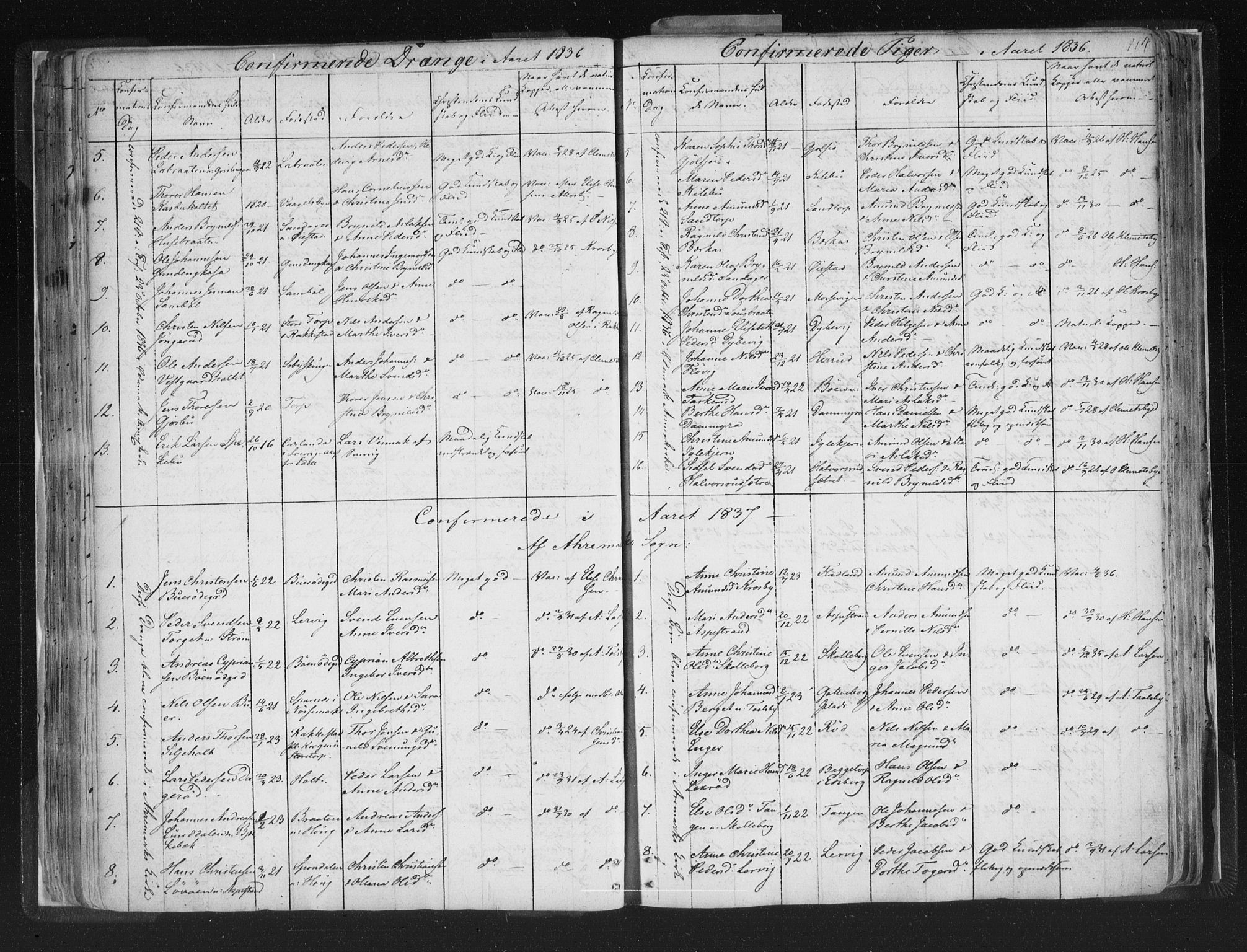 Aremark prestekontor Kirkebøker, SAO/A-10899/F/Fc/L0002: Parish register (official) no. III 2, 1834-1849, p. 114