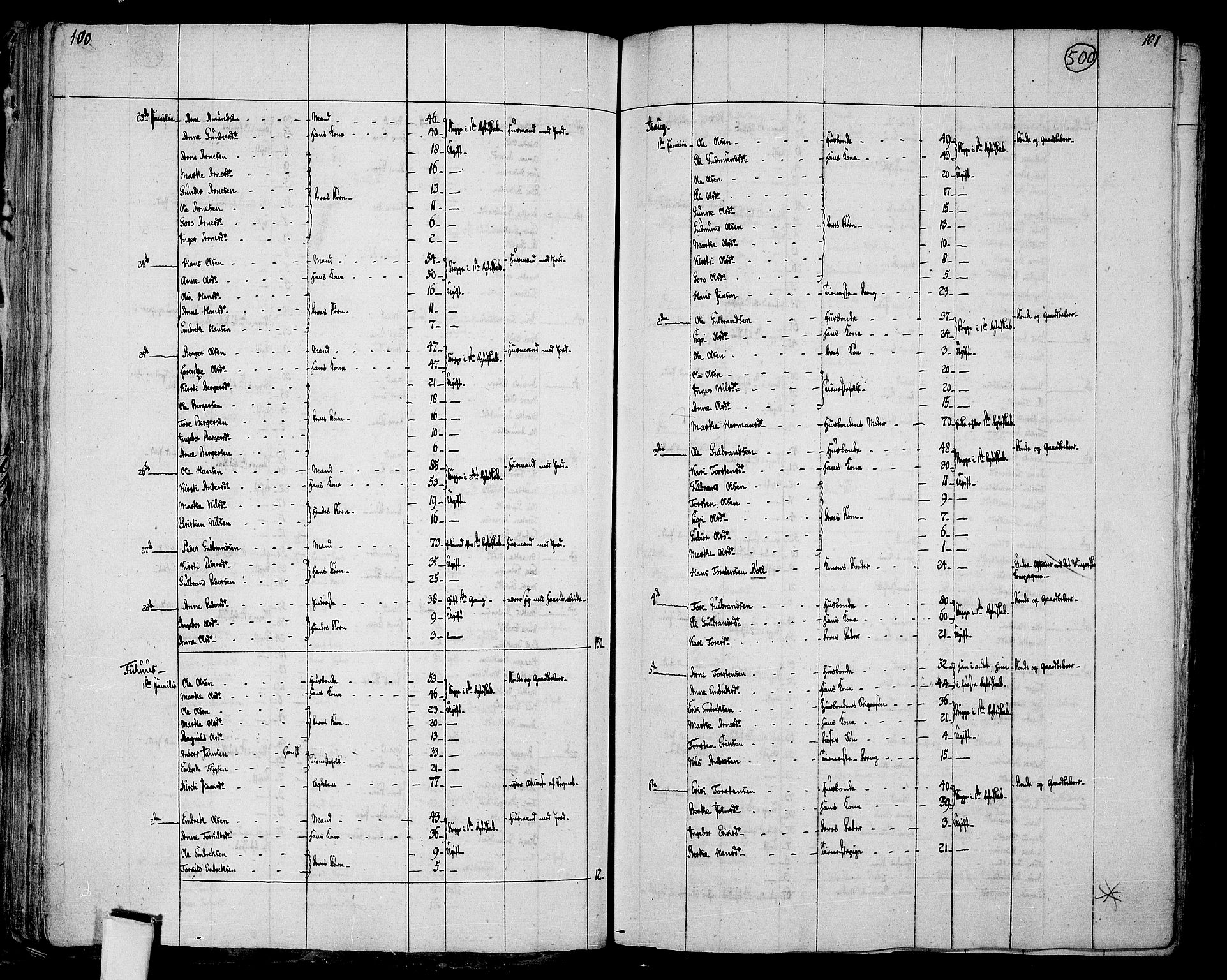 RA, 1801 census for 0421P Vinger, 1801, p. 499b-500a