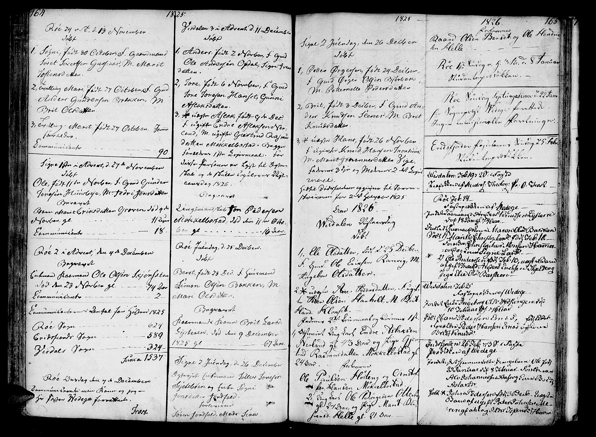 Ministerialprotokoller, klokkerbøker og fødselsregistre - Møre og Romsdal, AV/SAT-A-1454/551/L0622: Parish register (official) no. 551A02, 1804-1845, p. 164-165