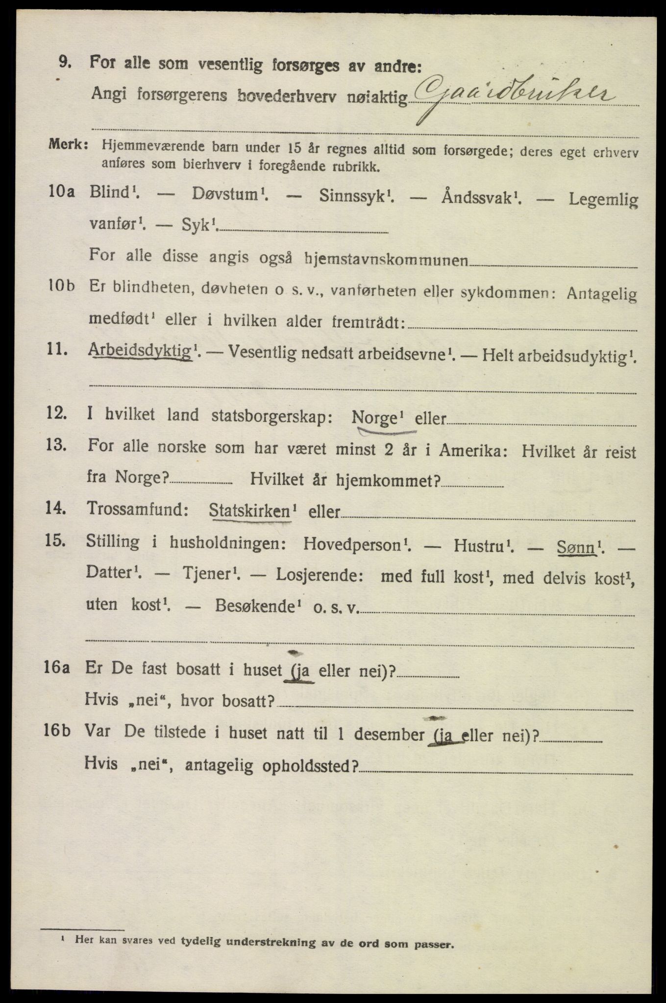 SAK, 1920 census for Herefoss, 1920, p. 327