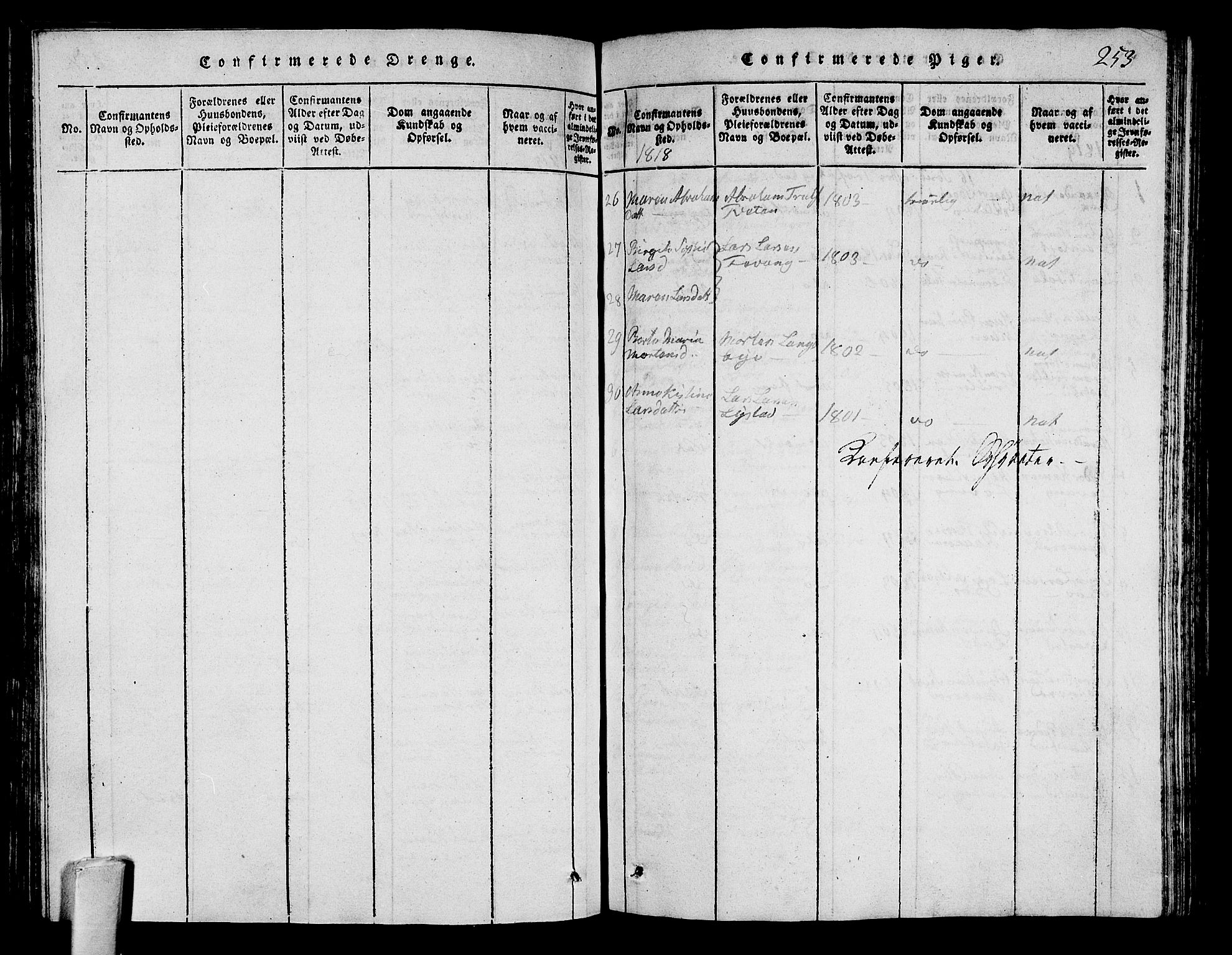 Sandar kirkebøker, AV/SAKO-A-243/G/Ga/L0001: Parish register (copy) no. 1, 1814-1835, p. 253