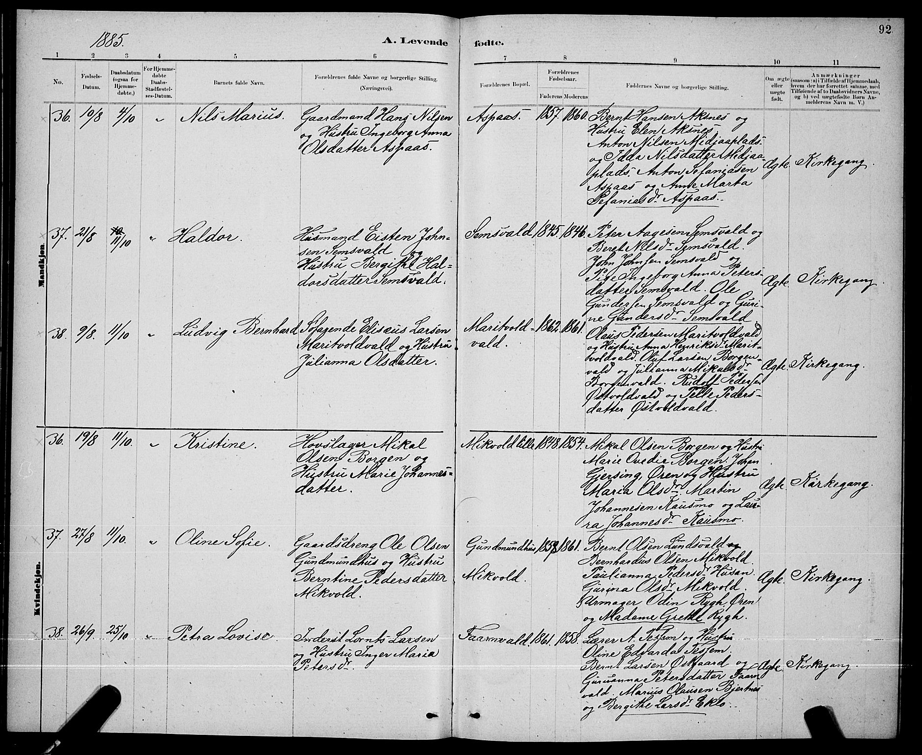 Ministerialprotokoller, klokkerbøker og fødselsregistre - Nord-Trøndelag, AV/SAT-A-1458/723/L0256: Parish register (copy) no. 723C04, 1879-1890, p. 92