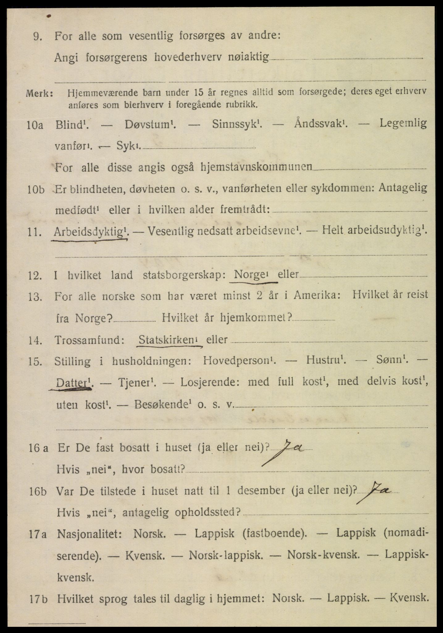 SAT, 1920 census for Sørli, 1920, p. 1058